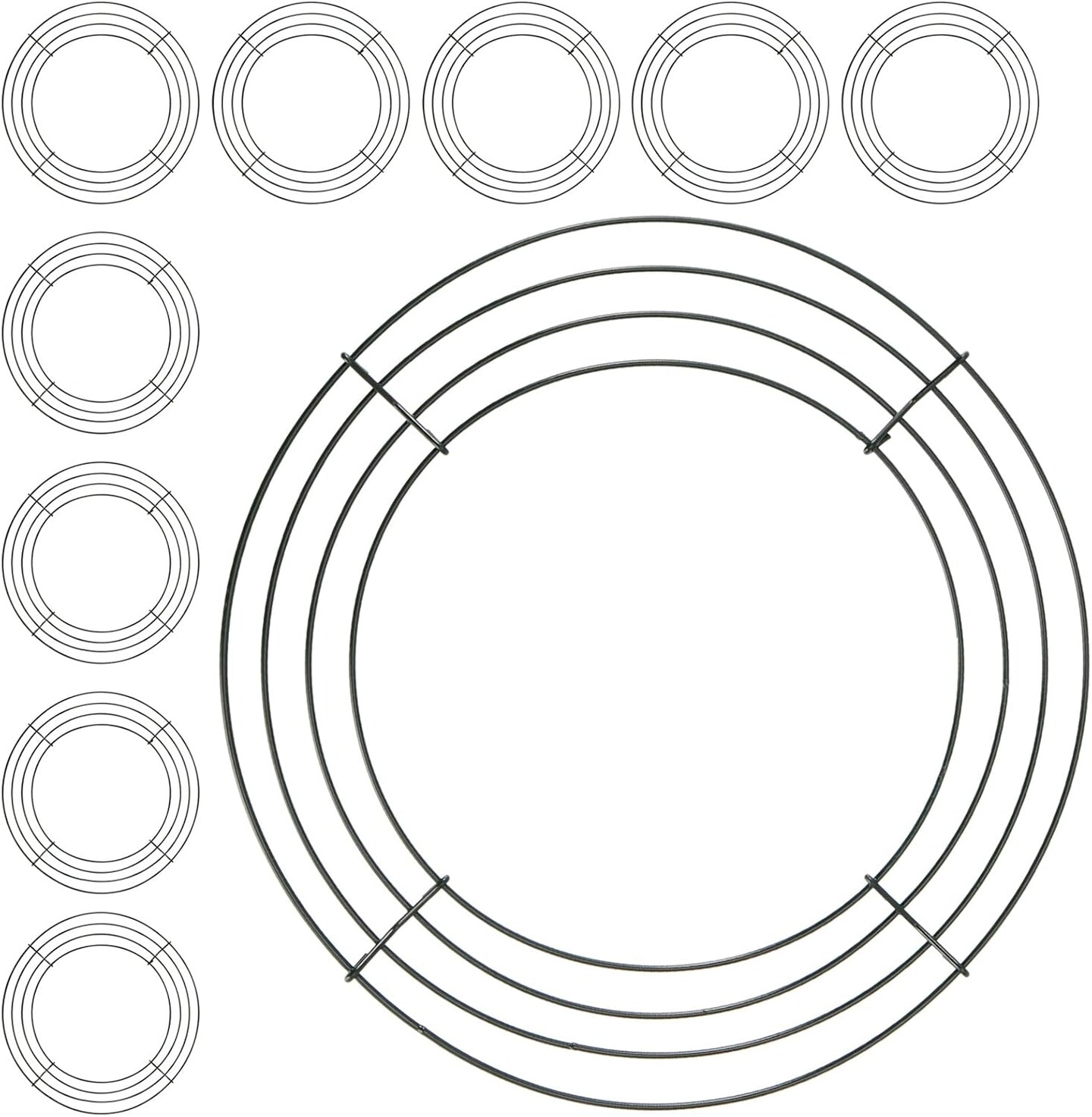 25 Pack 10 Inch Round Metal Wreath Frame Ring, DIY Floral Wire Wreath Form for Wedding Party, Green