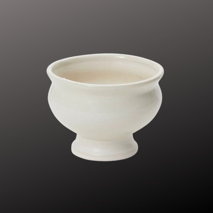 White Ceramic Compote Bowl &#x2013; Pedestal Vase for Flowers-55216-00