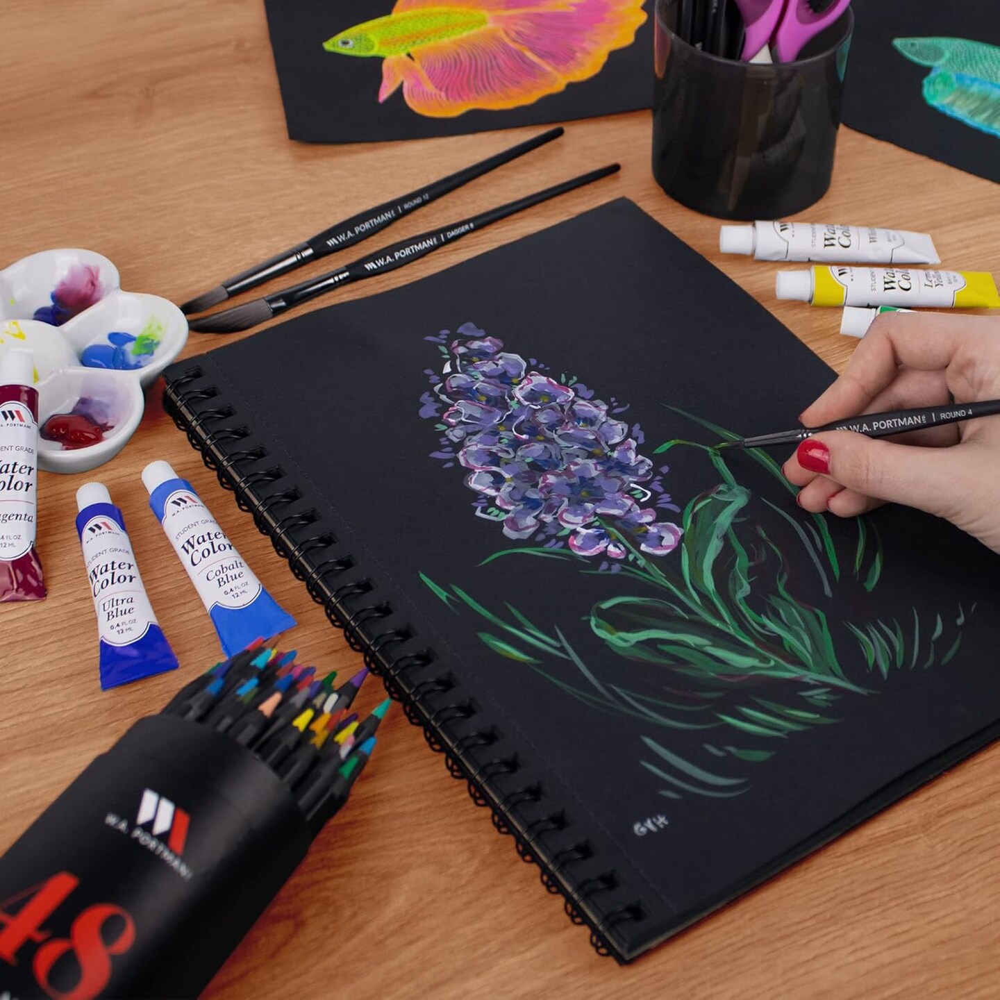 Black Paper Sketchbook - 2-Pack A4 (8.3"x11.7") Black Drawing Paper - 60 Pages (30 Sheets) Journal Sketchbook Notebook for Gel Pens