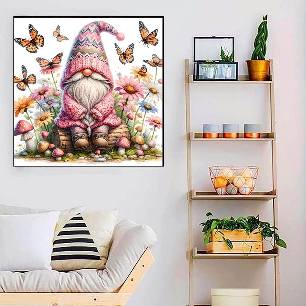 Gnome Diamond Paintings Kits for Adults, Butterfly Diamond Art Kits Full Drill Diamond Dots Sunflower Paint with Diamonds Gem Arts and Crafts for Beginner Home Wall Decor