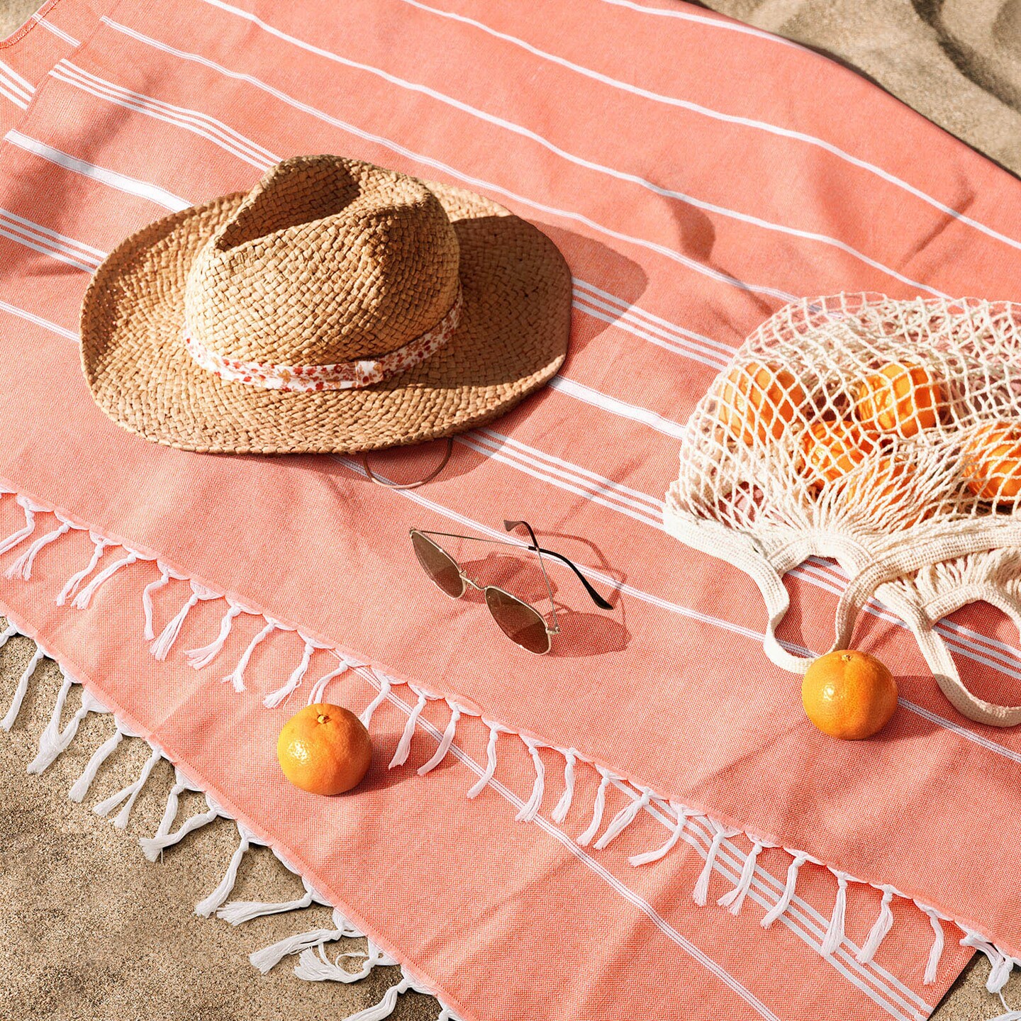 2-Pack Turkish Beach Towels - 40"x70" Oversized Quick-Dry, Sand-Free & Lightweight Towels for Travel, Camping, Beach, and Pool