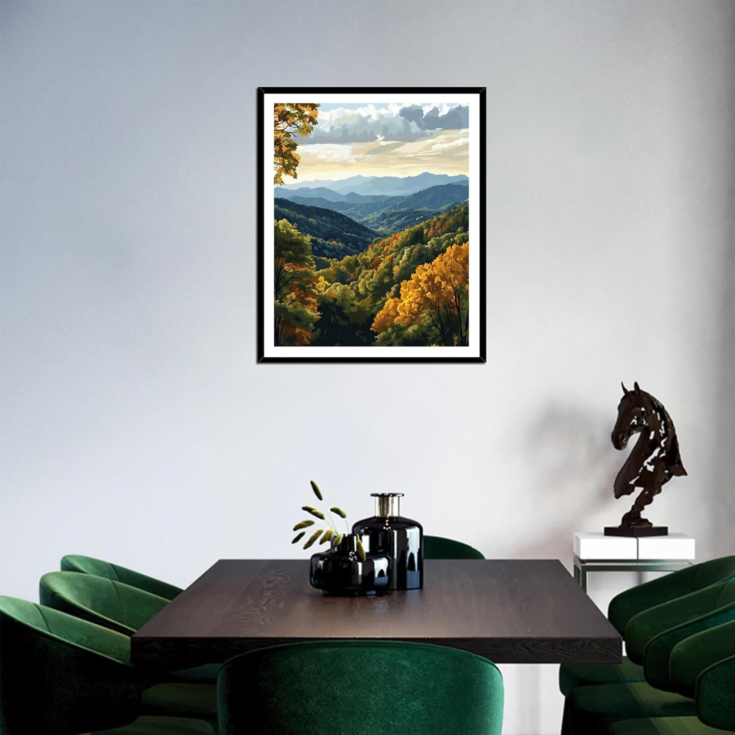 Great Smoky Mountain Paint by Numbers, Forest Autumn Landscape Paint by Number Kits, Smoky Mountains Scenery DIY Acrylic Painting for Gift Home Wall Decor(16&#xD7;20inches, No Frame)