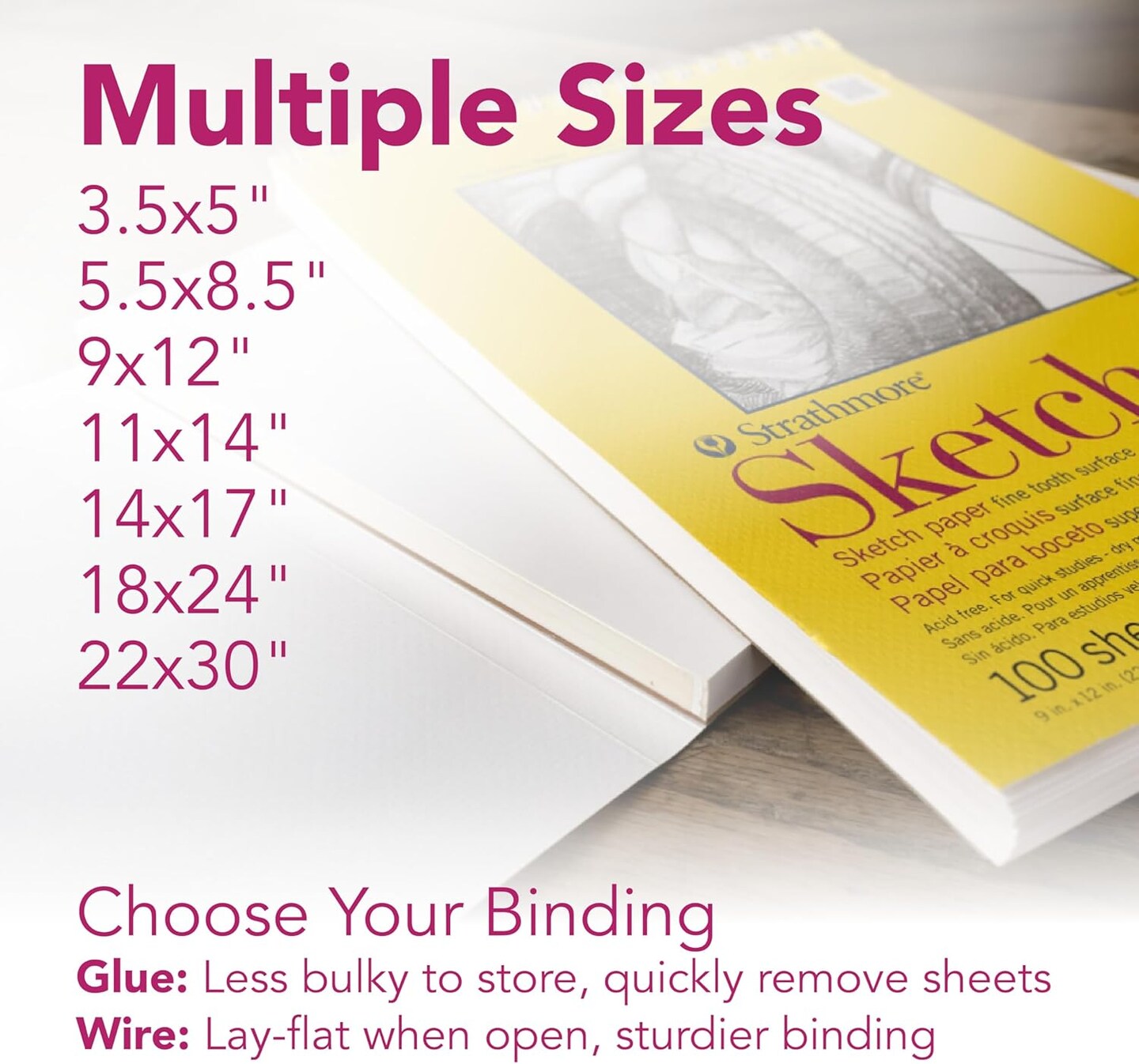 300 Series Sketch Pad, 5.5x8.5 inch, 100 Sheets, Side Wire - Artist Sketchbook for Drawing, Illustration, Art Class Students