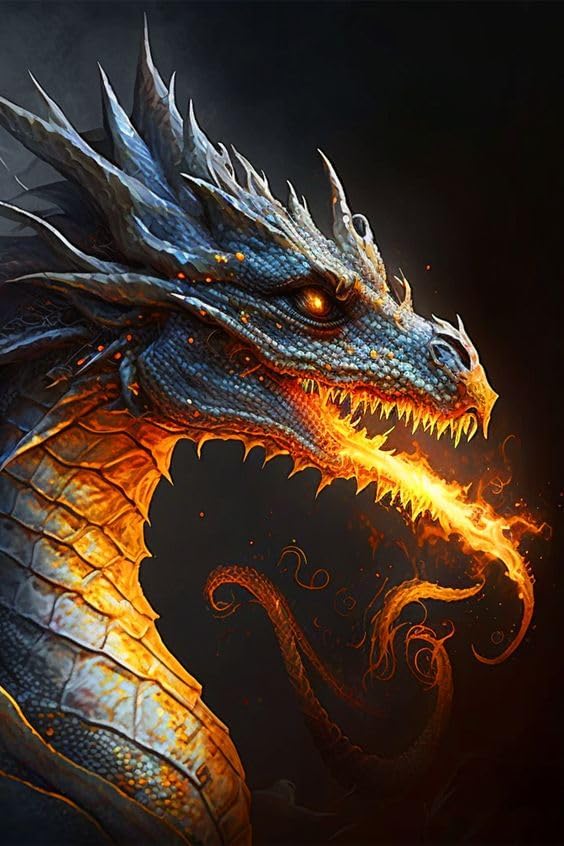 Dragon 5D Diamond Art Painting Kit for Adults, Round Full Drill Diamond Dots DIY Wall Decor 12 x 16inch