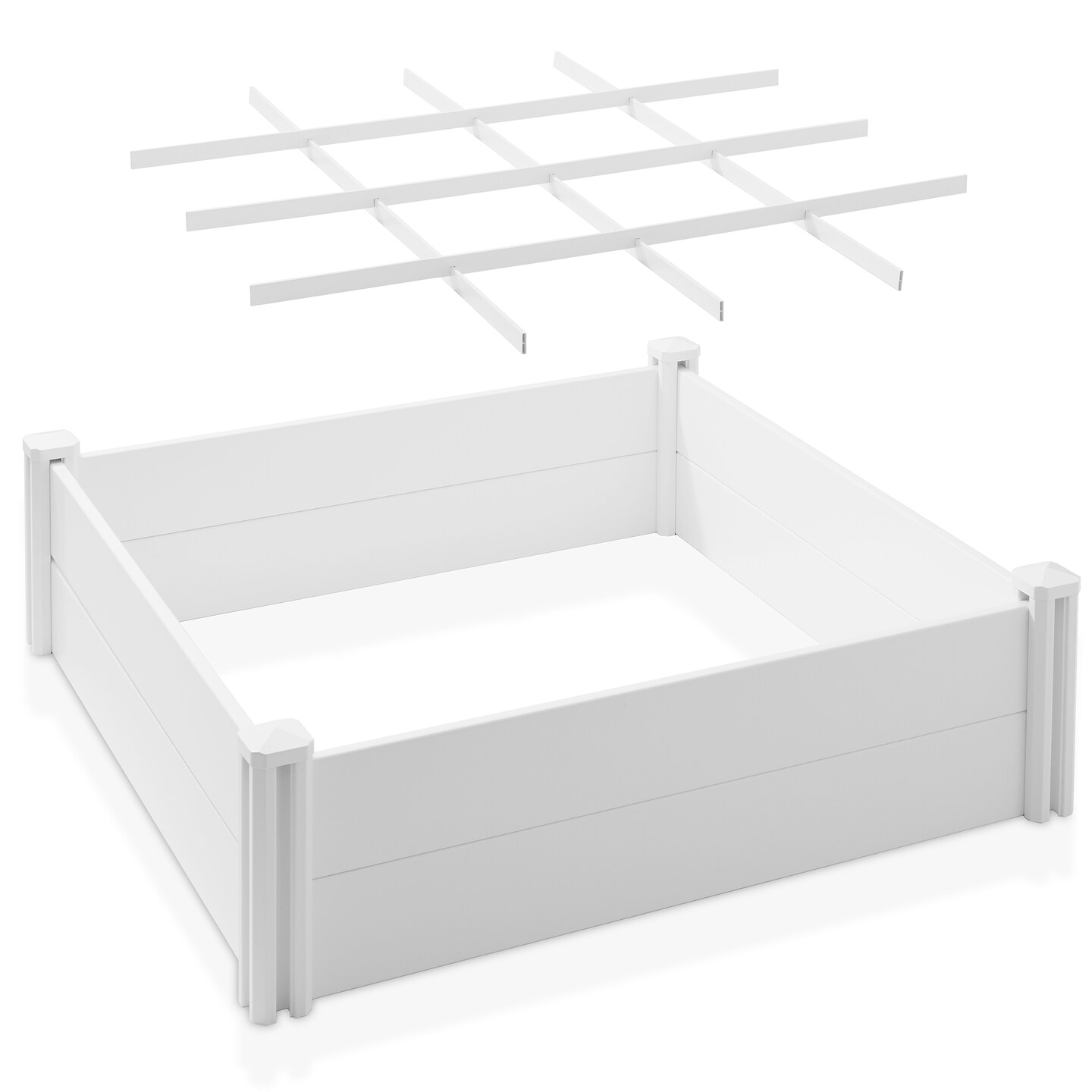 Casafield White Vinyl Raised Garden Bed, Outdoor Above Ground Garden Planter Box for Flowers, Vegetables, and Gardening