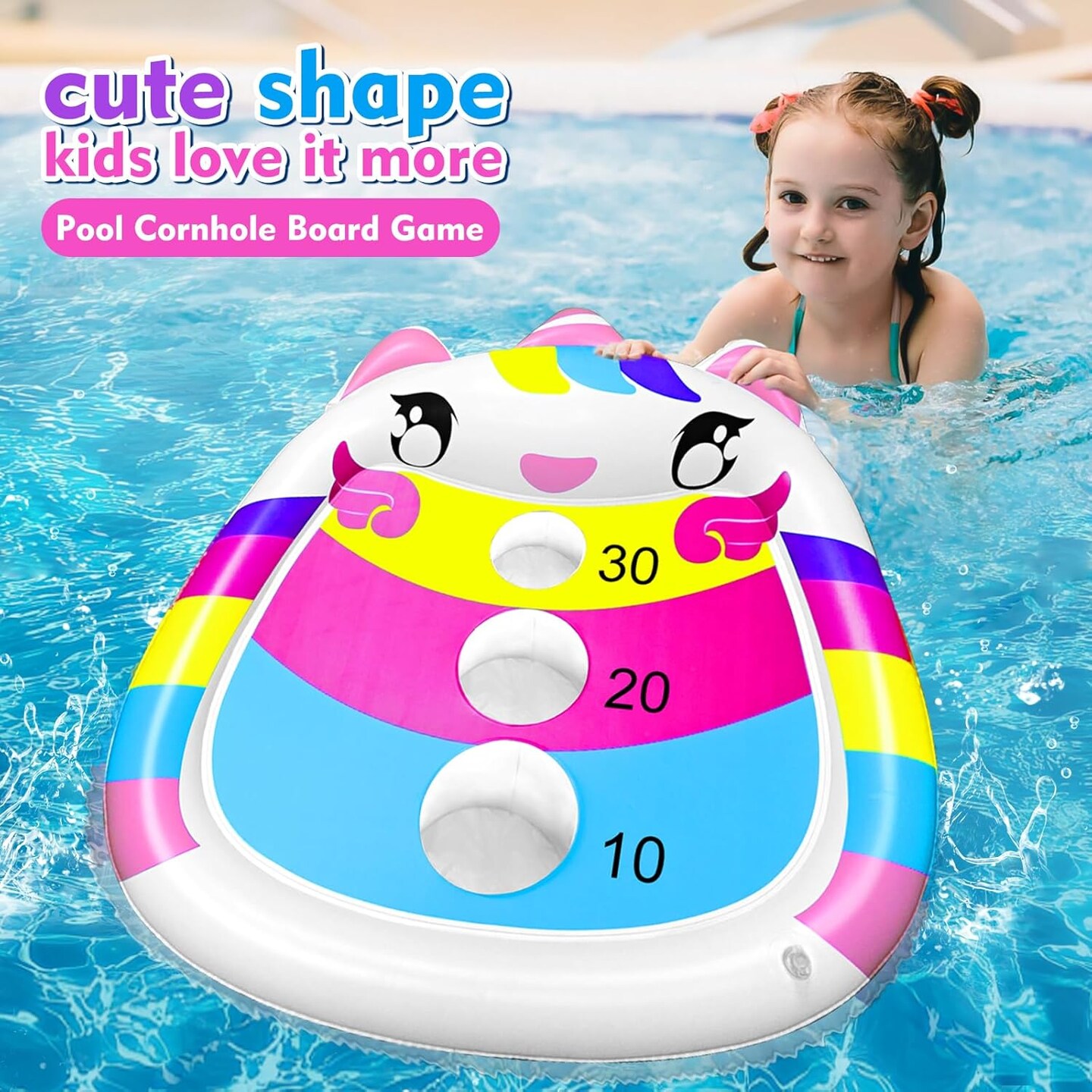 Summer Unicorn Kids Fun Pool Toys,Inflatable Cornhole Board Floating Water Game Outdoor Swim Play