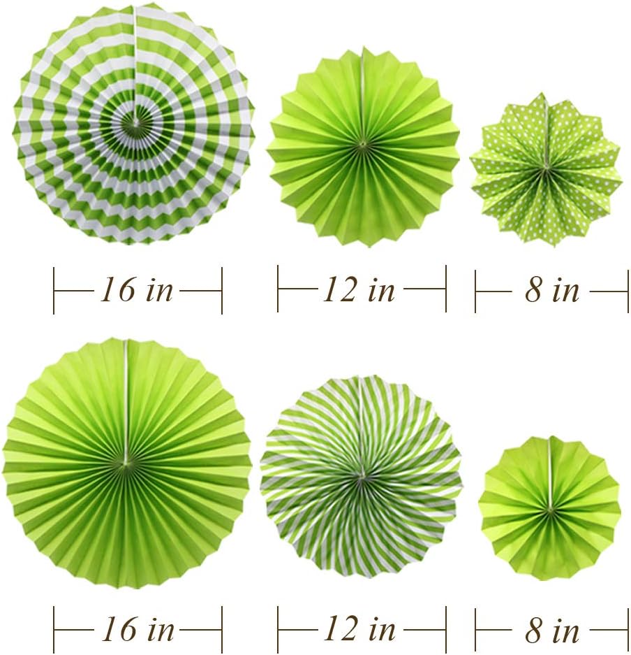 Green Hanging Paper Party Decorations, Round Paper Fans Set Paper Pom Poms Flowers for Birthday Wedding Graduation Baby Shower Events Accessories