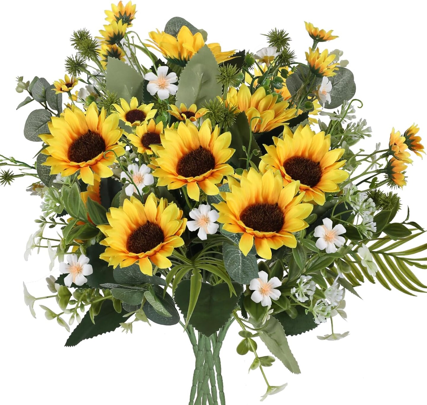 Artificial Flowers Fake Sunflowers 8 Bunches Silk Summer Flowers Faux Sunflower Arrangements for Table Centerpieces Home Kitchen Office Windowsill Hanging Wedding Decor