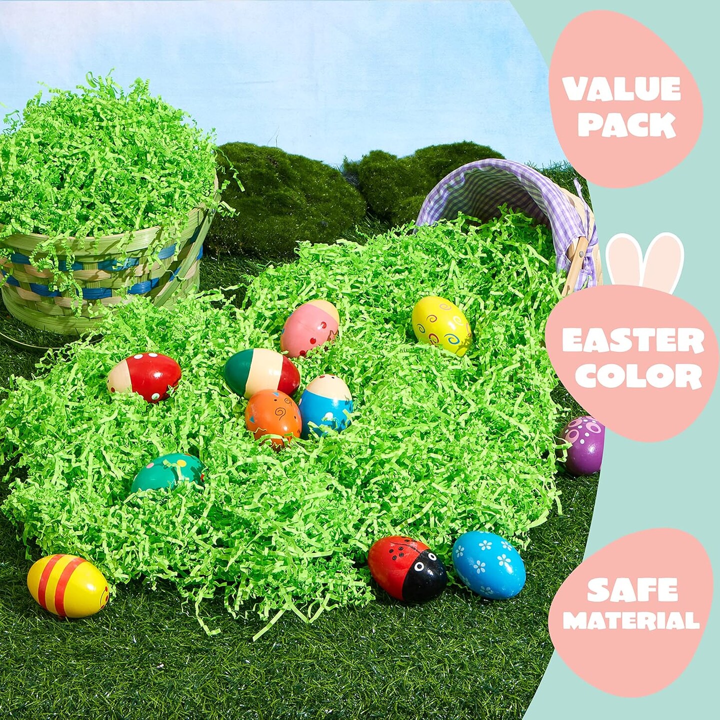 12 oz Easter Grass Paper Shred (Light Green) for Basket Filling