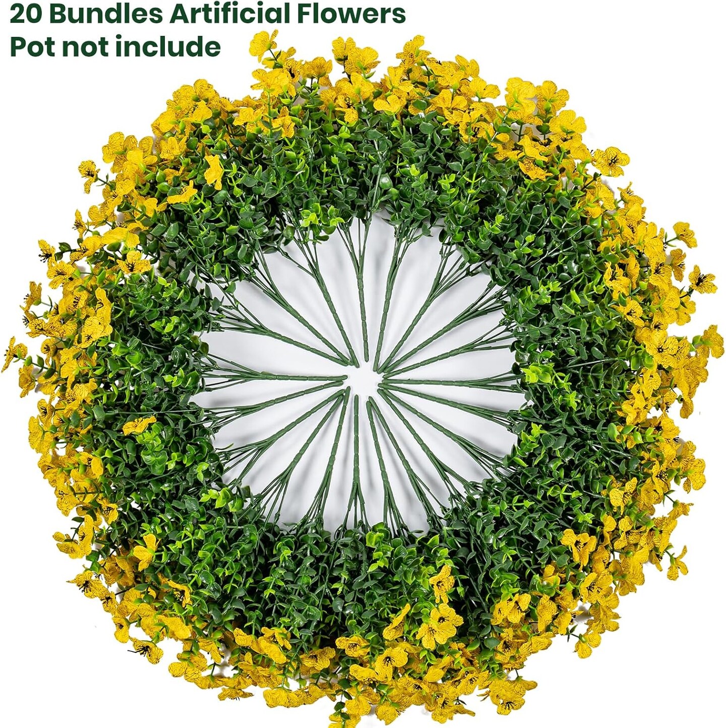 20 Bundles Summer Potted Plants Artificial Flowers for Outdoor Fake Plants for Summer Decoration