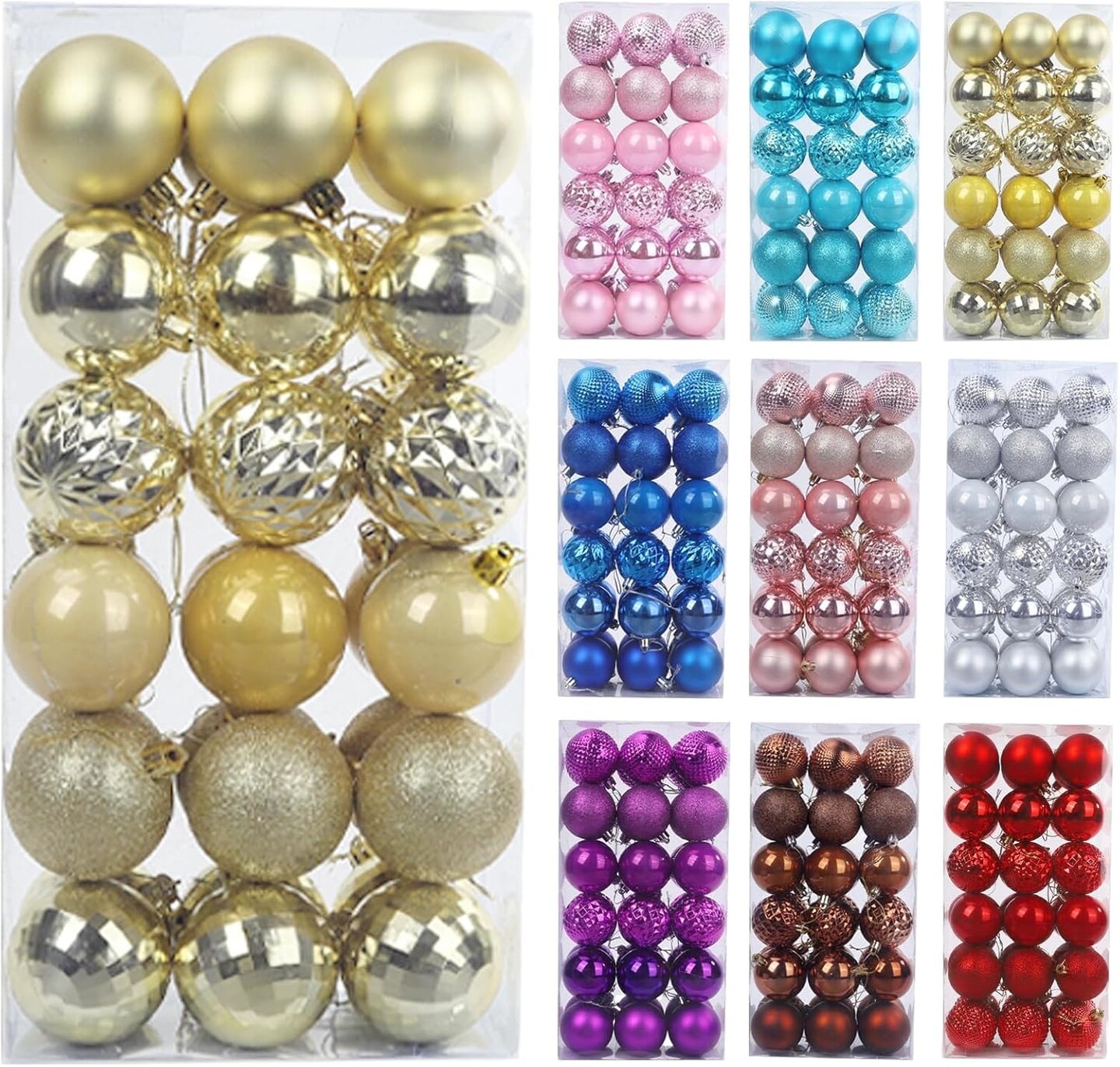 36 Pcs Christmas Ball Ornaments Gold Christmas Ornaments Set for Christmas Tree Decorations Shatterproof Large Christmas Decorations Ornaments Bulk Balls 2.36 Inches Hanging Decor for Xmas