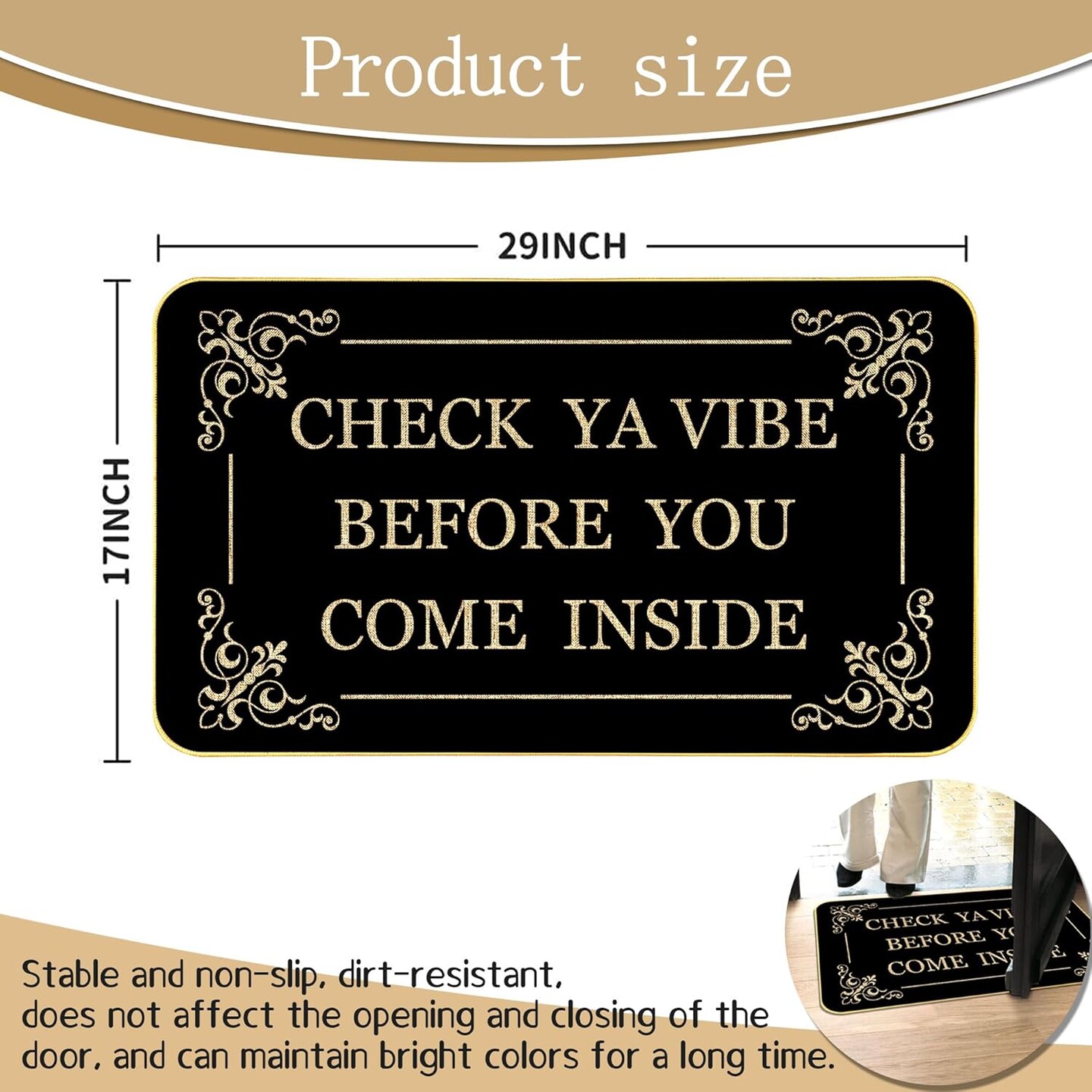 Funny Welcome Doormat for Entryway Check Ya Vibe Before You Come Inside Mats for Front Door with Rubber Backing Doormat Entrance Indoor and Outdoor Personalized Mats Anti-Slip Gift Mat 29 x 17 Inch