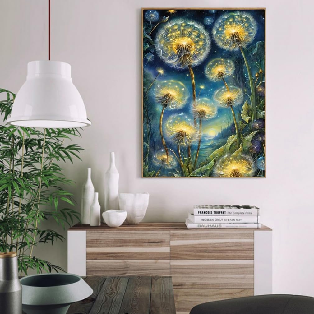 Dandelion Paint by Numbers Kit for Adult,Art Acrylic Adult Paint by Number Kits on Canvas,DIY Paint by Numbers Without Frame for Home Wall Decor,16x20Inch.
