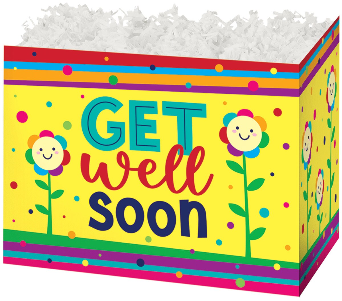 Pack/6: Get Well Flowers Basket Box - 10-1/4 x 6 x 7-1/2&#x22;