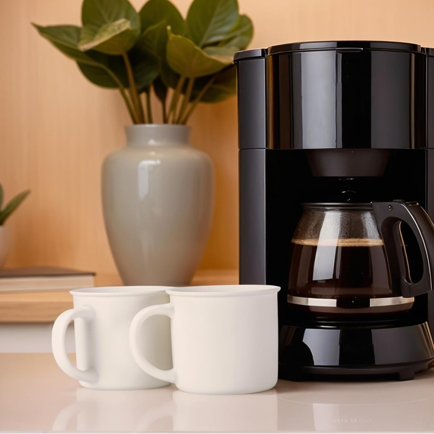 White Coffee Mugs Set of 4, 12 Ounce Coffee Mugs with Handles