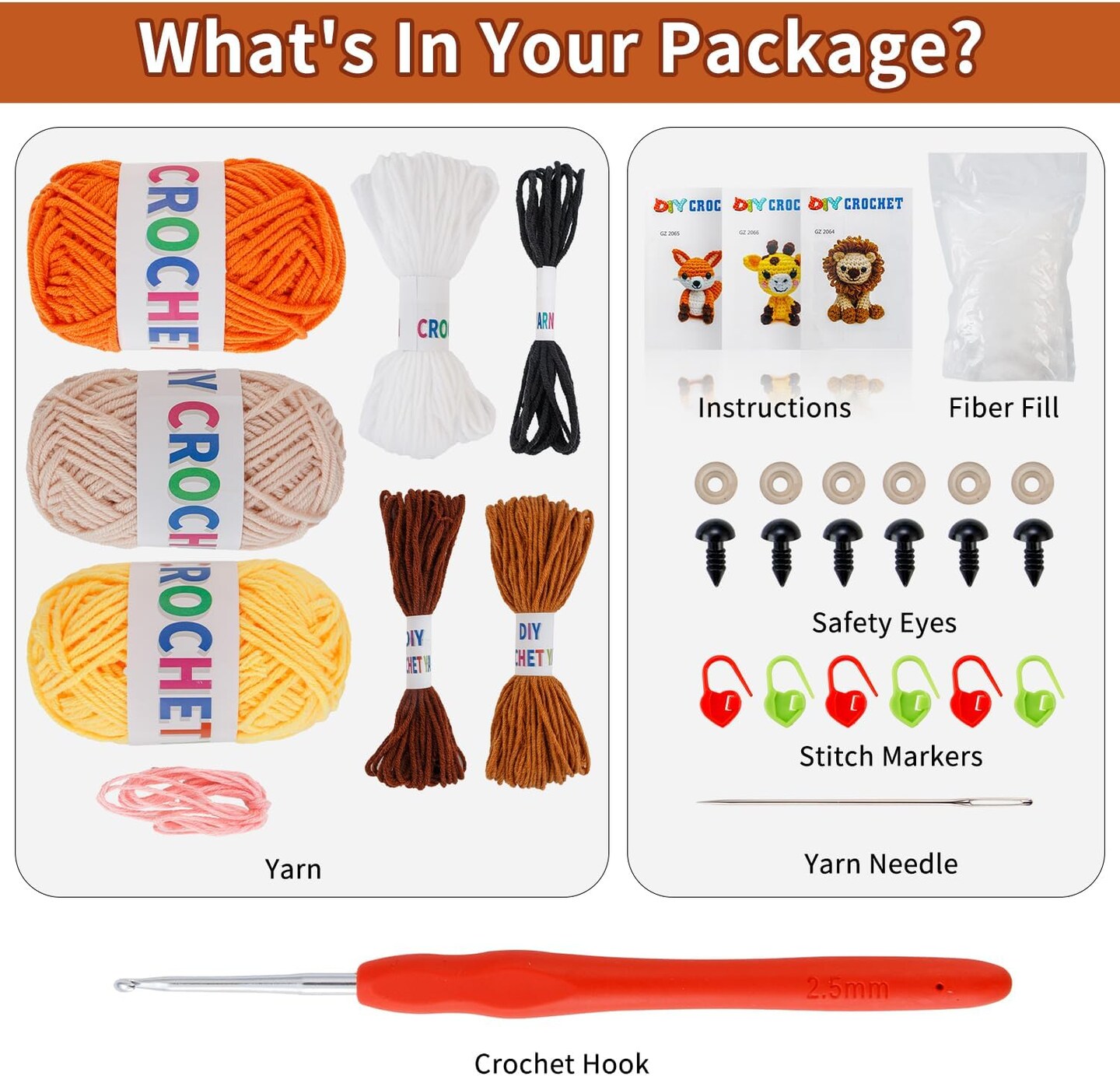 Crochet Kit for Beginners Crochet Animal Kit Crafts for Adults with Step by Step Video Tutorial Hobbies for Women Crochet kit Crochet Animals Beginner Crochet kit DIY Knitting Supplies