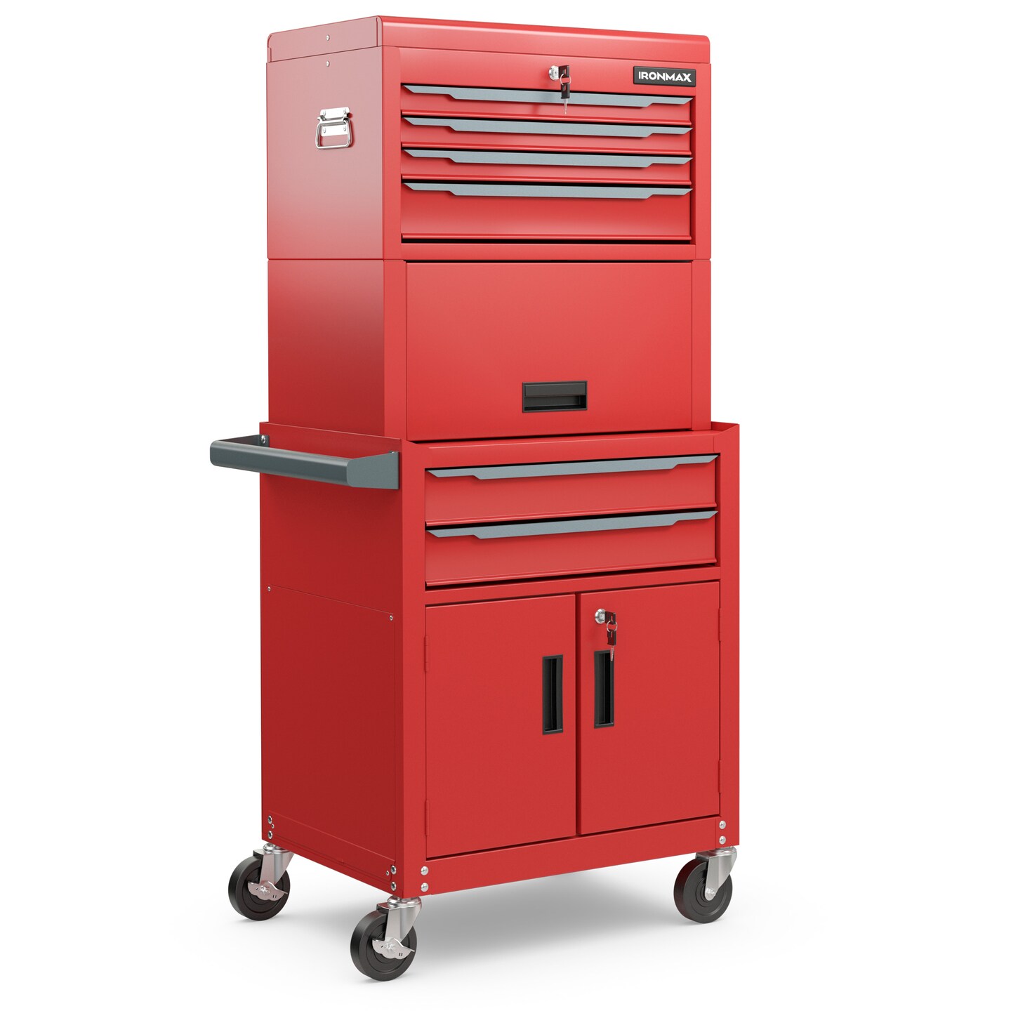 3-in-1 Rolling Tool Chest Storage Cabinet with Universal Wheels and 6 Different Size Drawers