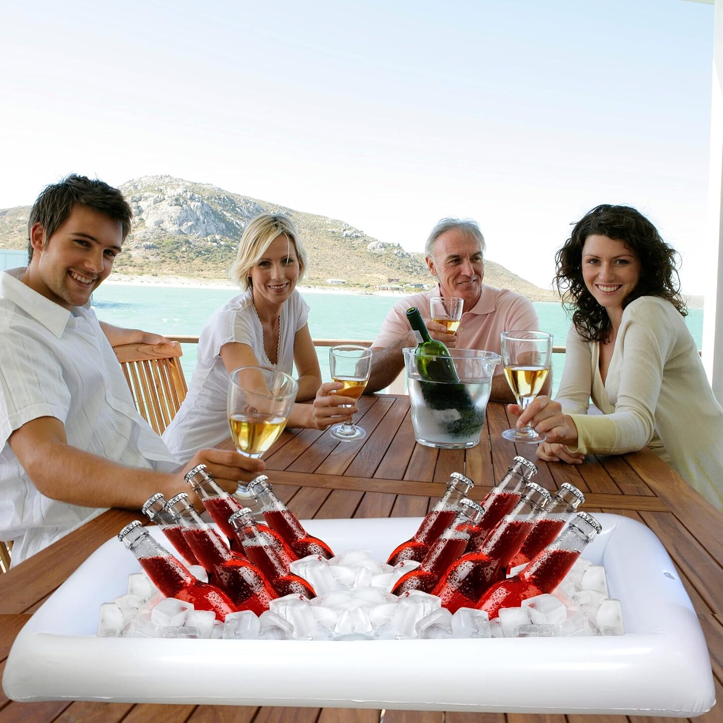 4E's Novelty 1 Pack Inflatable Serving Bar - Iced Buffet Food Serving Tray for Indoor & Outdoor Parties