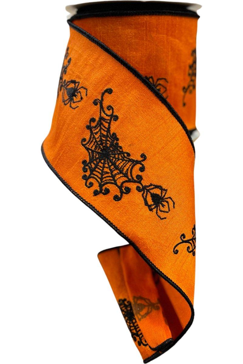4&#x22; Spider Web Ribbon: Orange (10 Yards)