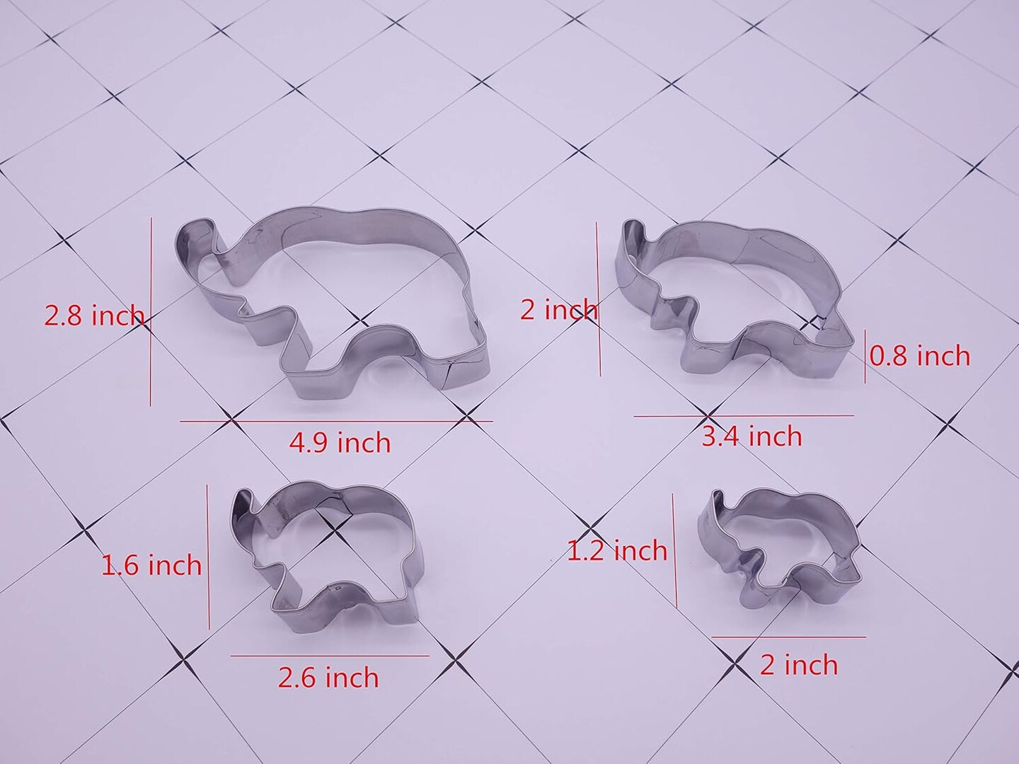 Elephant Cookie Cutter Set of 4 Counts Animal Biscuit Cutter Baby Shower Press Cookie Molds Stainless Steel Metal Fondant Cutter (Elephant Cookie Cutter)