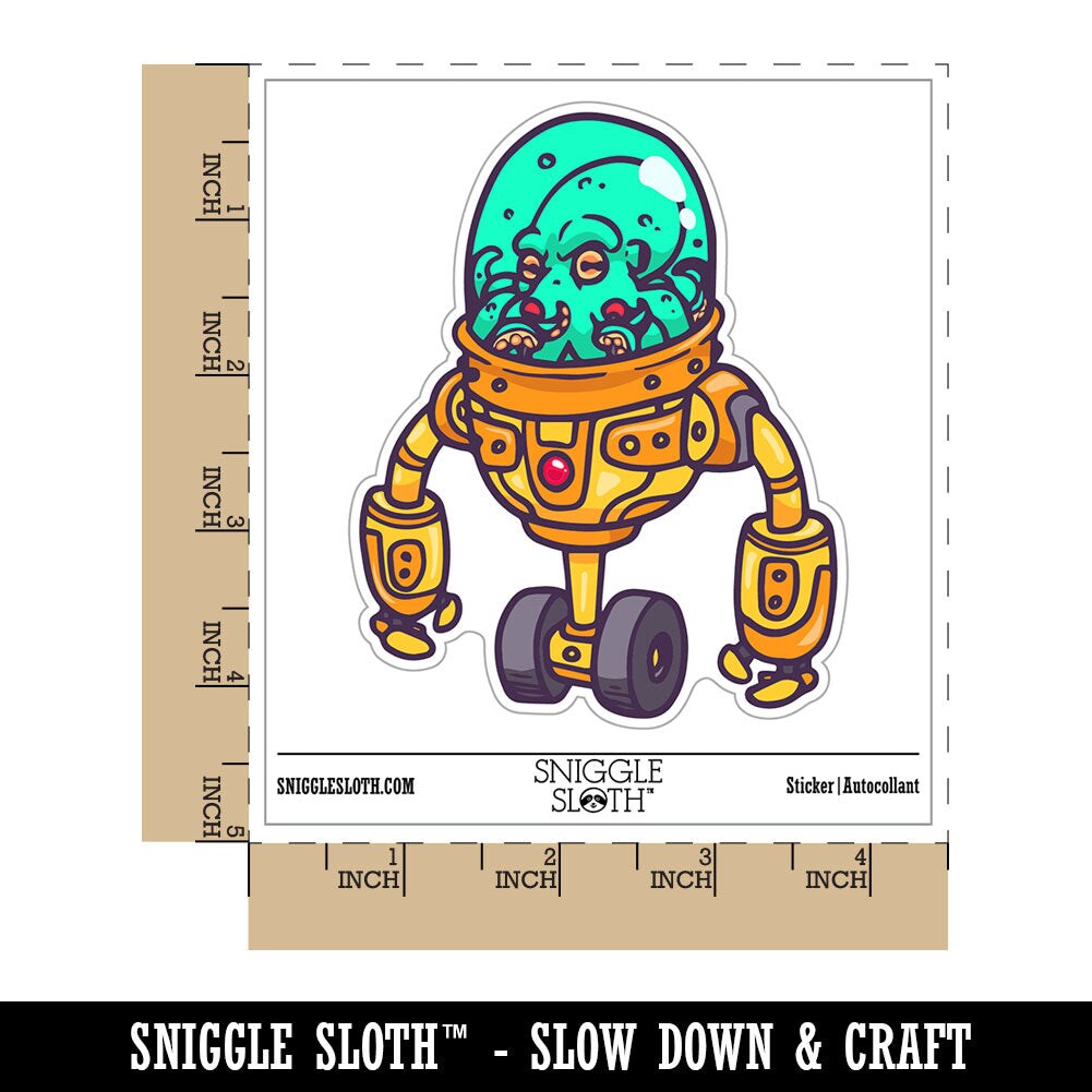 Water Bottle Sticker Set Alien Space Suit Robot Mech Science Fiction Cute Waterproof Vinyl Stickers Pack Decal, Skateboard, Laptop, Car, Window, Bumper - 5 Pack