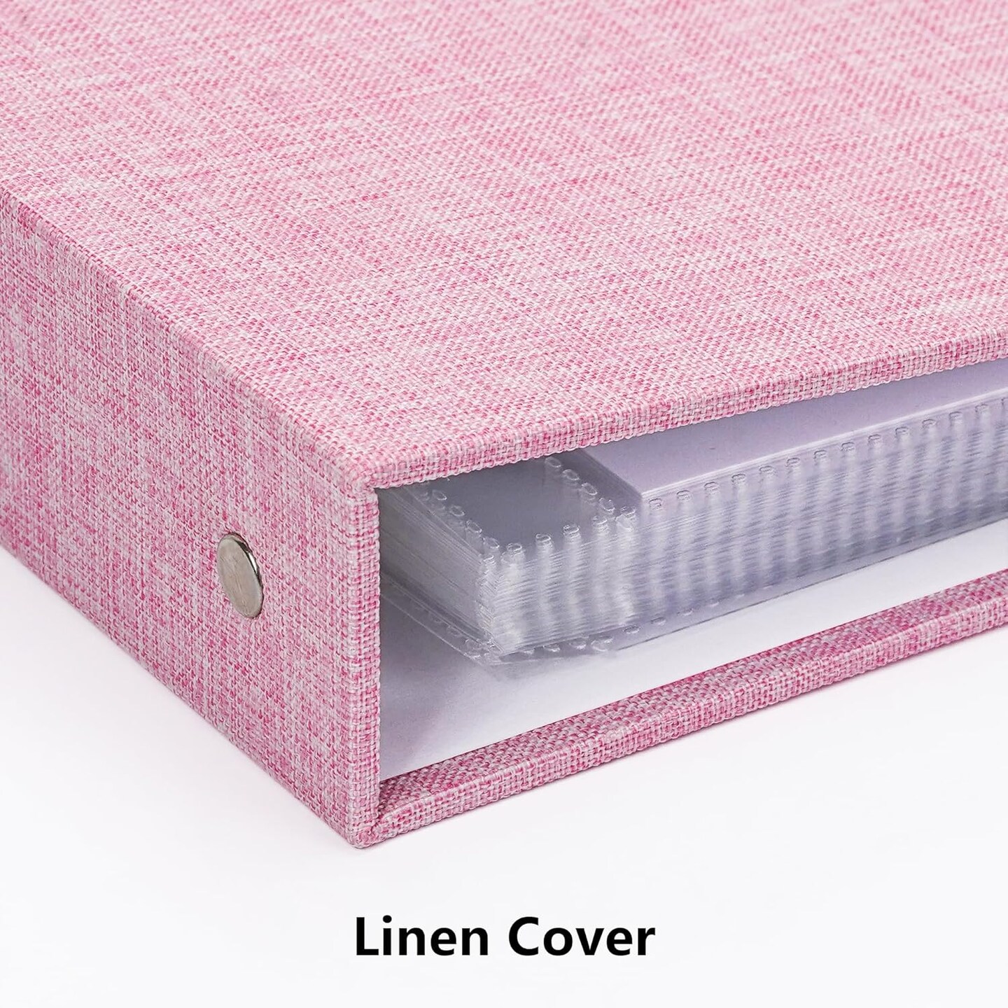 Large Scrapbook Album with 30 Sheets Plastic Sleeves and Scrap Book Paper 12x12 Inch, Linen Cover 3 Ring Photo album Scrapbooks for Wedding Baby Famliy Memory Pink
