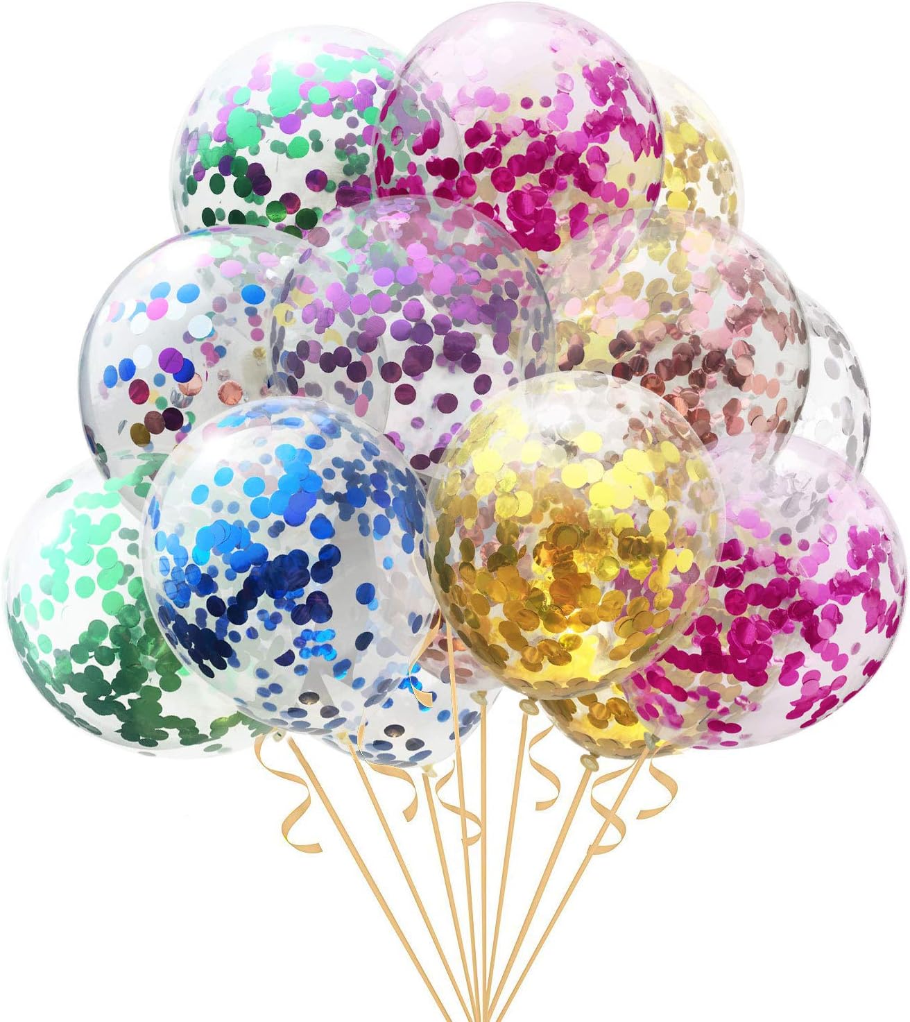 Multicolor Confetti Balloons - Latex Balloons 12 Inch Clear Balloons with Confetti Inside Wedding Birthday Baby Shower Christmas Party Supplies Decorations 32 Pcs