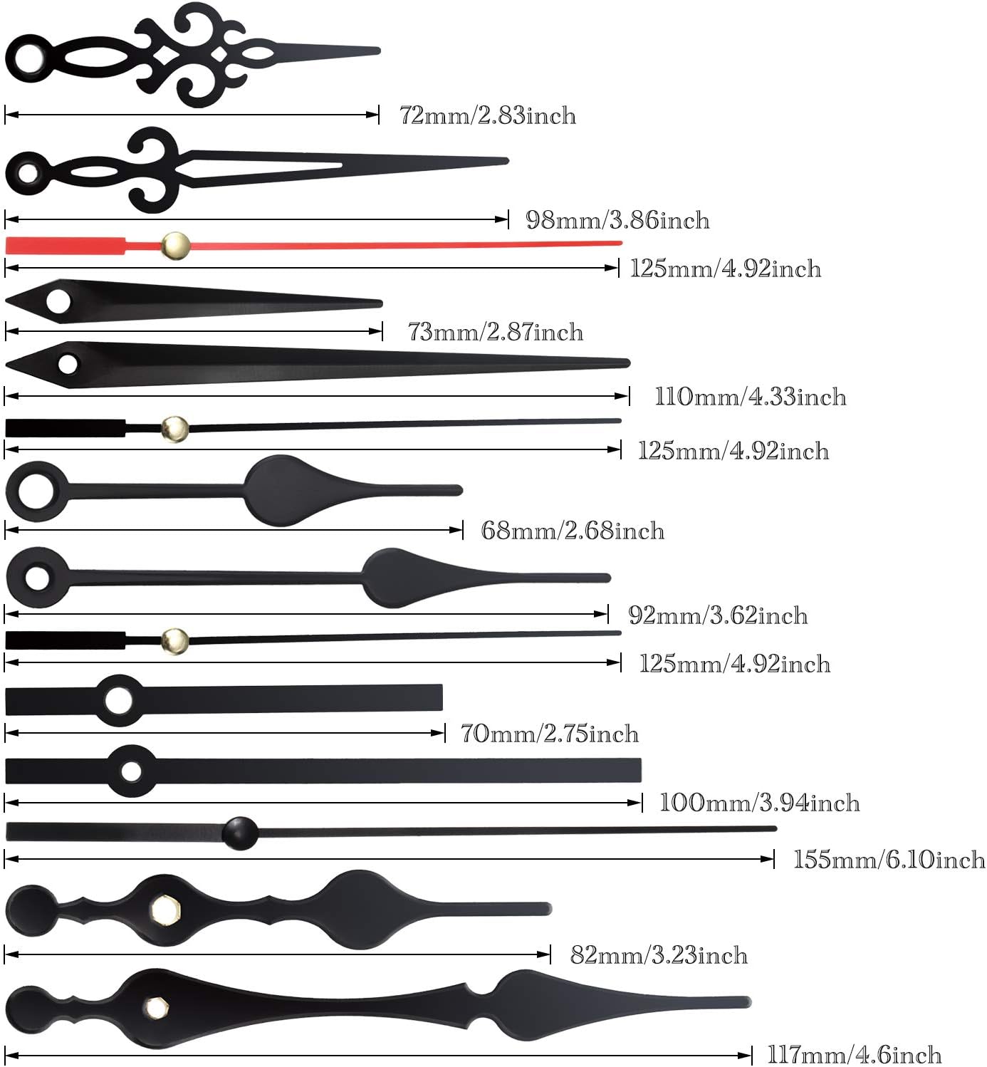 10-Pack Quartz Long Shaft Clock Mechanisms – 5 High Torque Movements with 5 Pairs Hands, 20mm Shaft for DIY Repair.