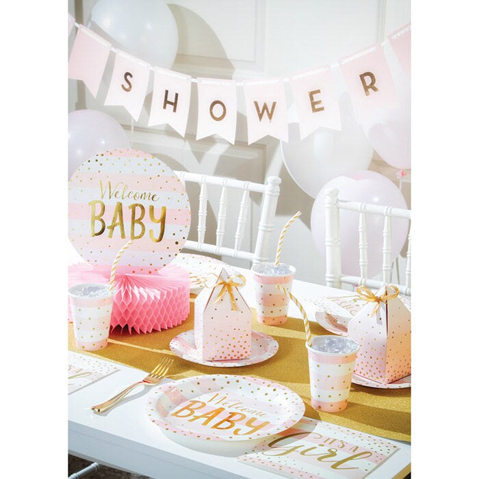 6 pc Bulk Pink and Gold Celebration Baby Shower Centerpieces