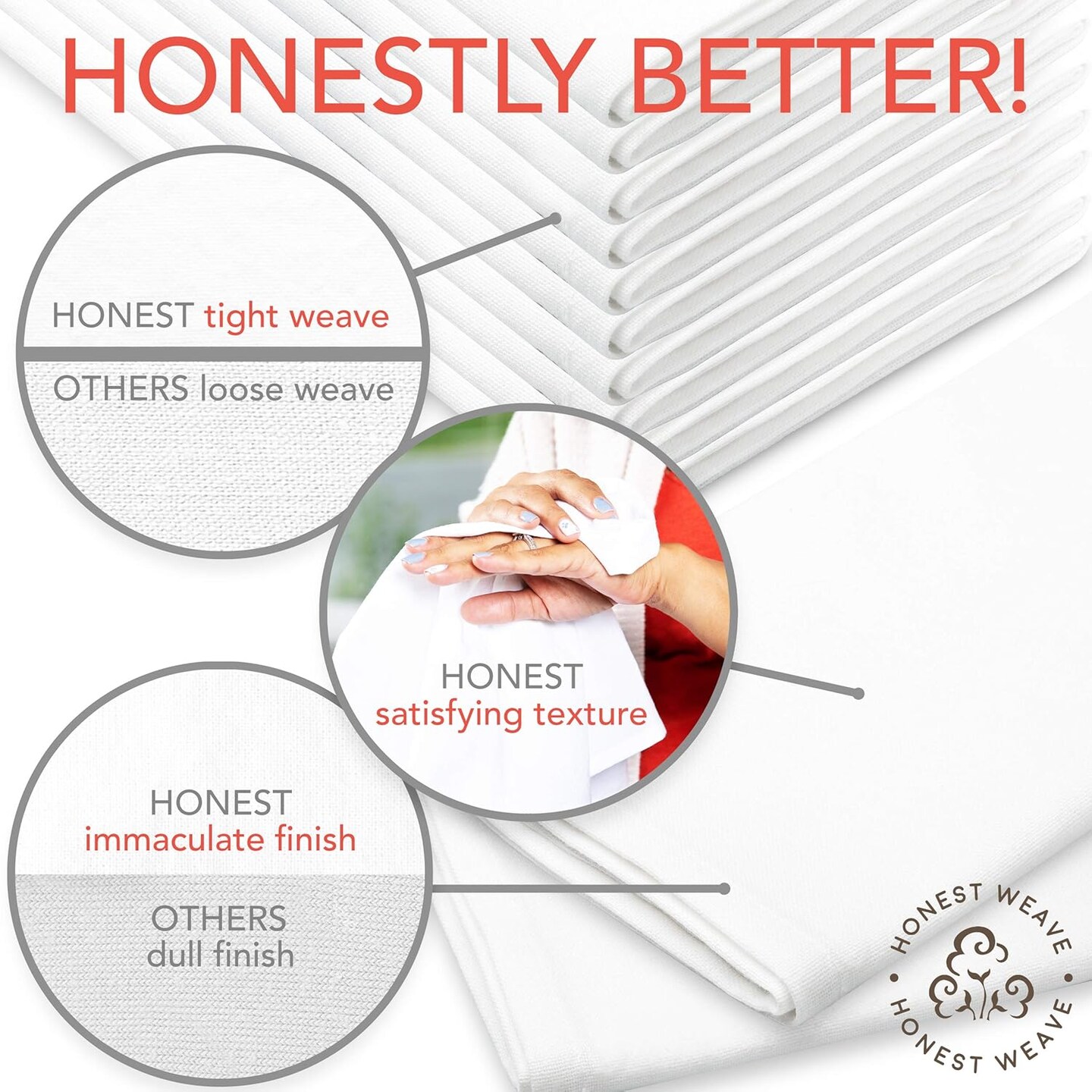 Organic Cotton Washable Cloth Napkins Sets for Everyday Dining, Dinner Parties, Weddings | Oversized 20x20 inches, Fully Hemmed, in Designer Colors, 12-Pack, Sage