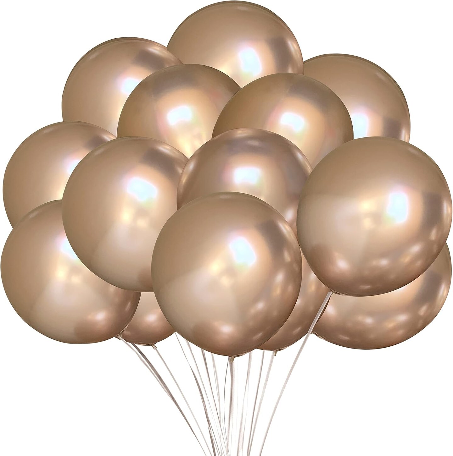 12 Inch 100Pcs Metallic Chrome Champagne Gold Balloons Latex Helium Shiny Thicken Balloon for Birthday Party Wedding Decorations