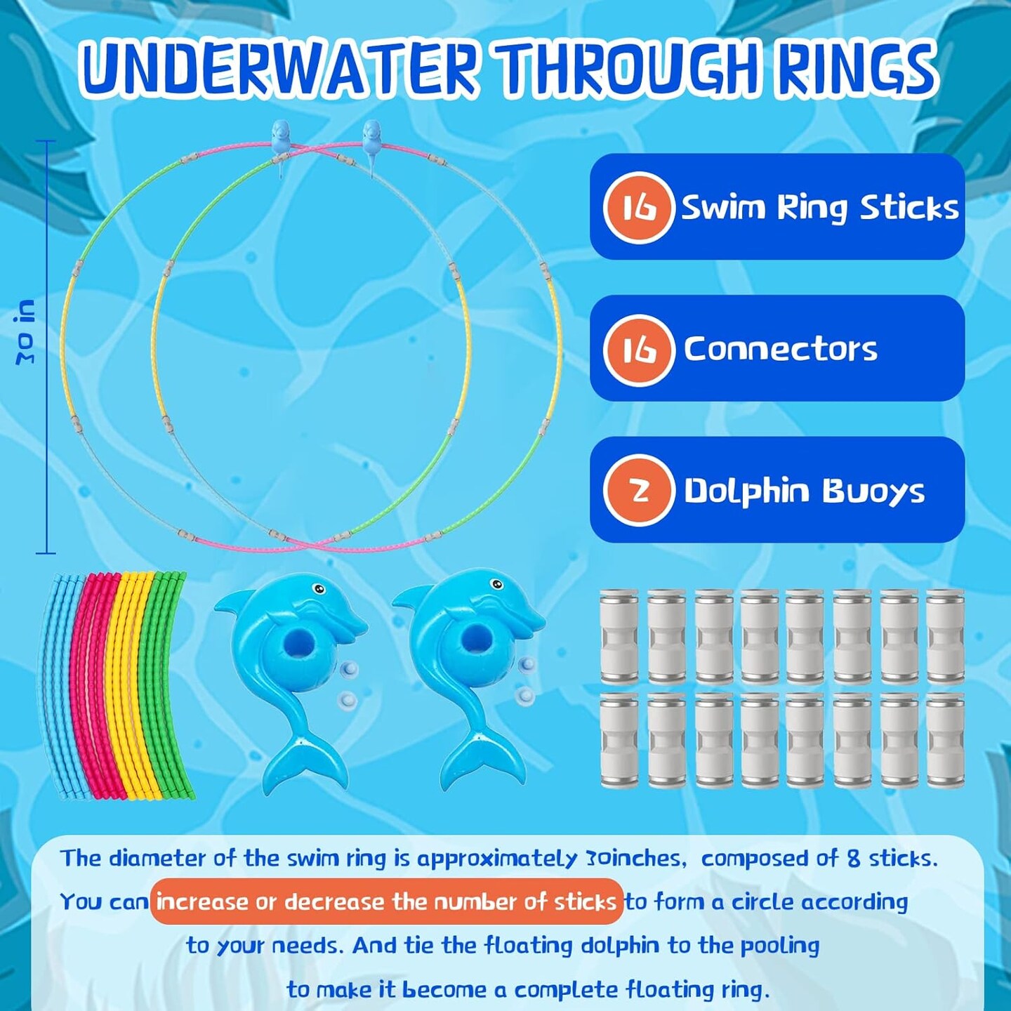 Summer Pool Toys, Fun Swimming Pool Toys for Kids Diving Practice, Floating Toys, Swim Thru Rings