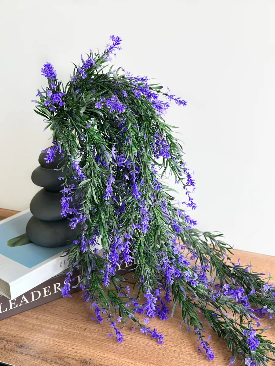 2 pack Fake Hanging Lavender Flowers Artificial Hanging Plants Wall Purple Faux Ferns Room Home Garden Decor Indoor Outdoor Decorations