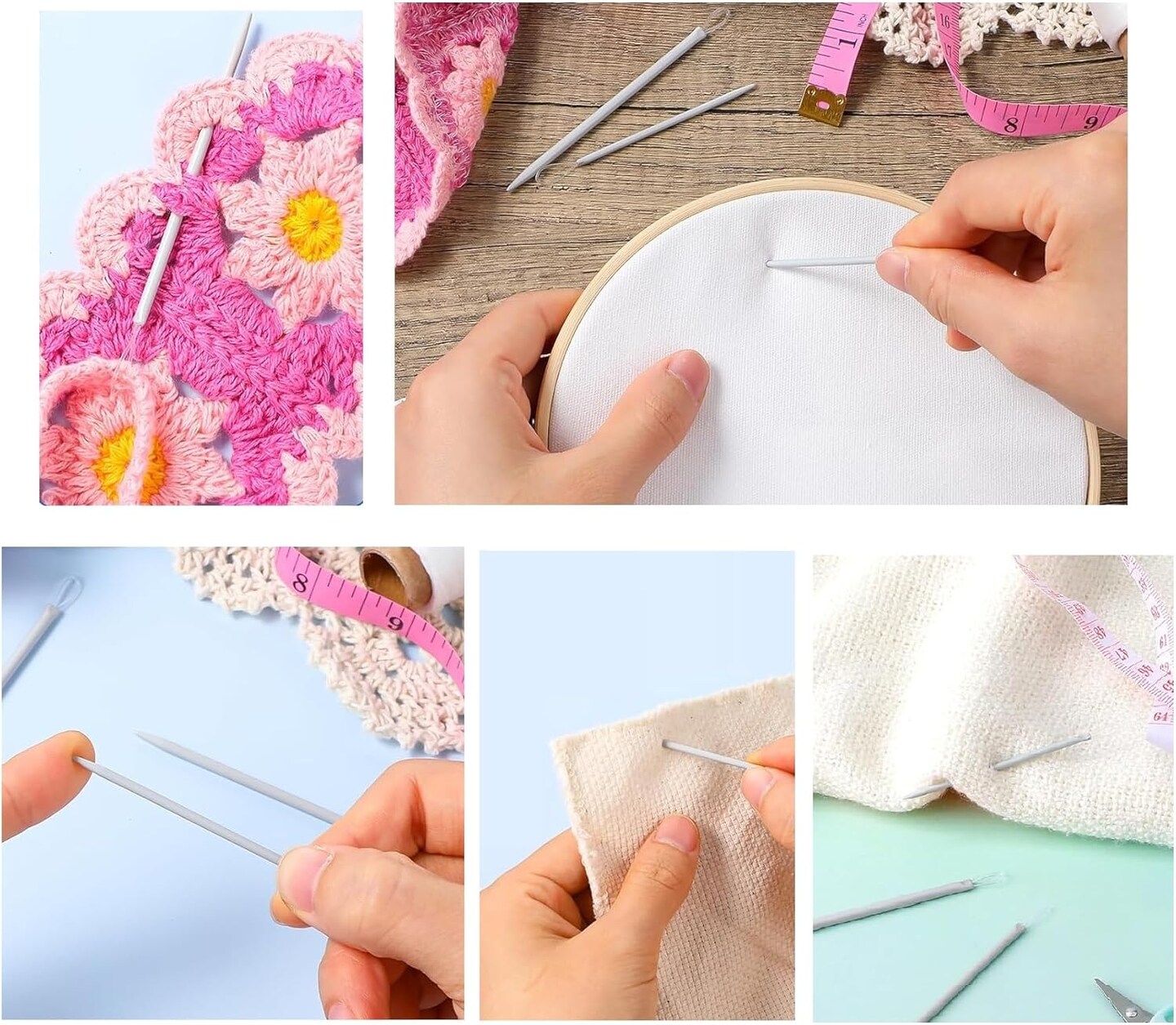 6 Pcs Nylon Thread Rope Threader Yarn Thread Large Eye Wool Needle Threader Weave Knitting Needle Yarn Sewing Needle Sweater Needle Knitting Tool