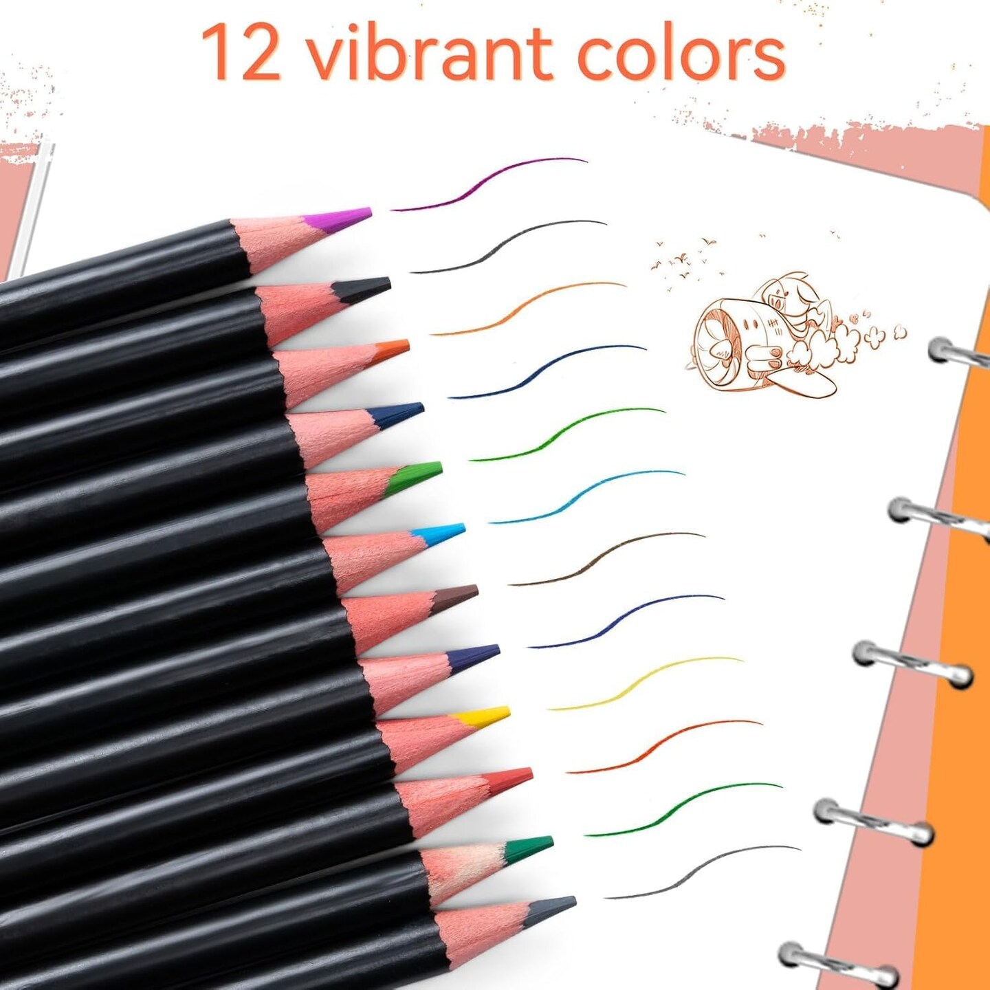 Colored Pencils 12Pcs, Pre-sharpened Super Soft Core Lead, Kid&#x27;s Colored pencils, Drawing Pencils, Wooden Lead Pencils