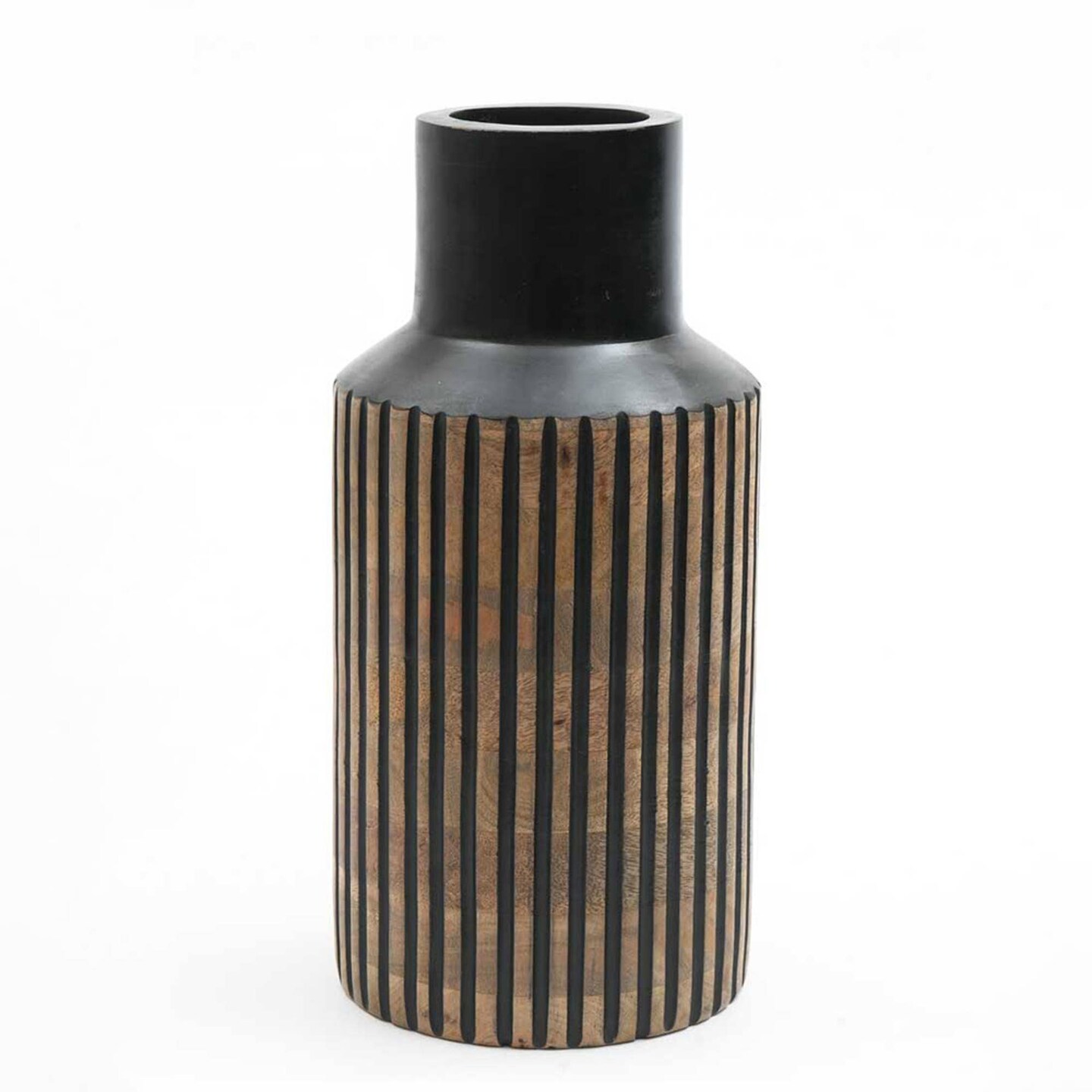 Decorative Handcrafted Wood Vase - 7.5&#x22; x 15.5&#x22;