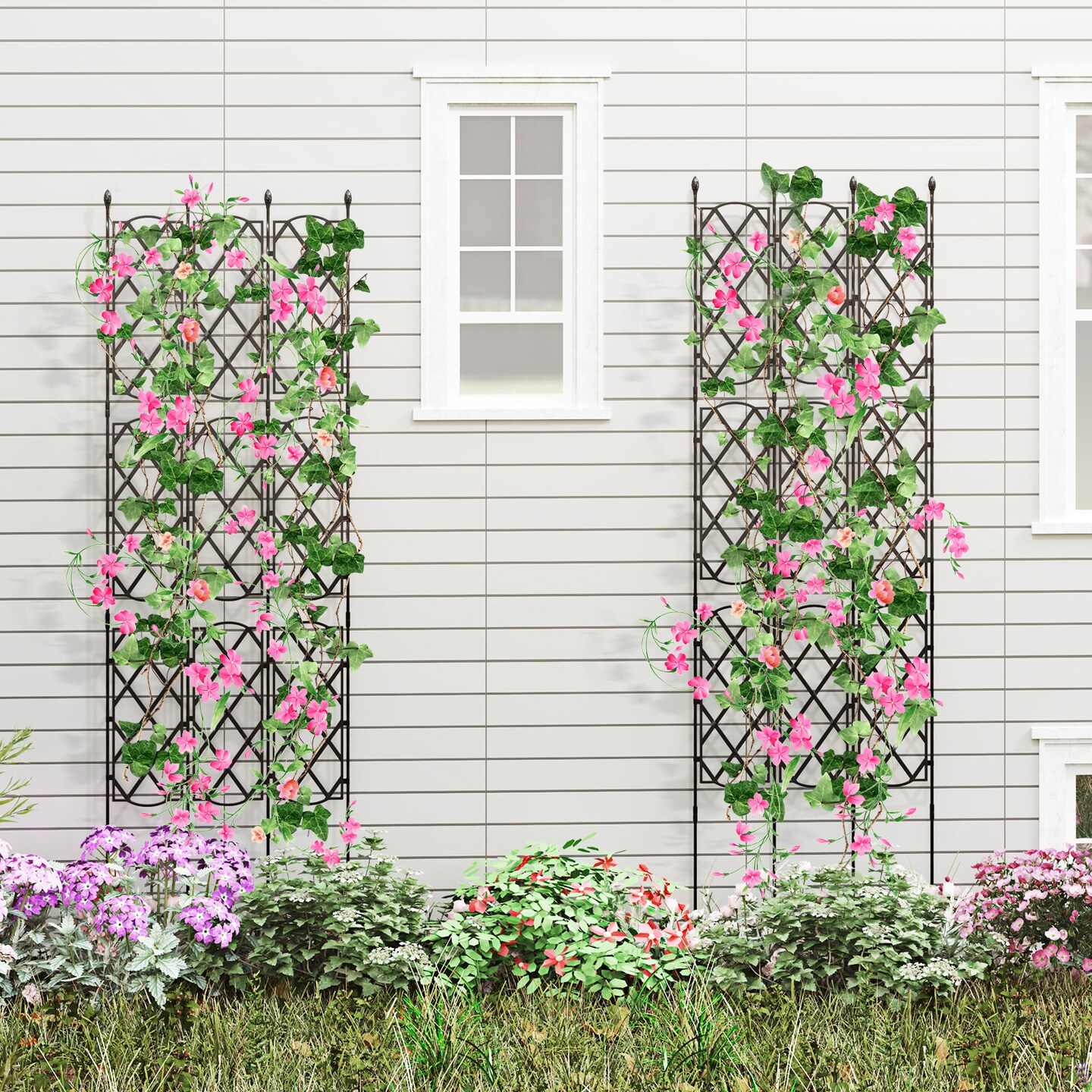 Adjustable Garden Trellis with 3 Panels for Climbing Plants and Privacy Screen