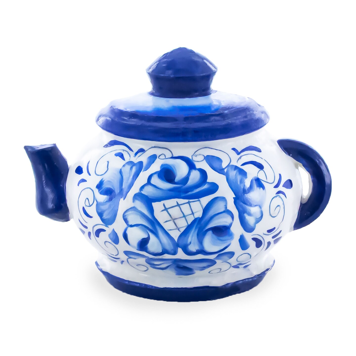Blue Gel Painting Tea Pot Fridge Magnet