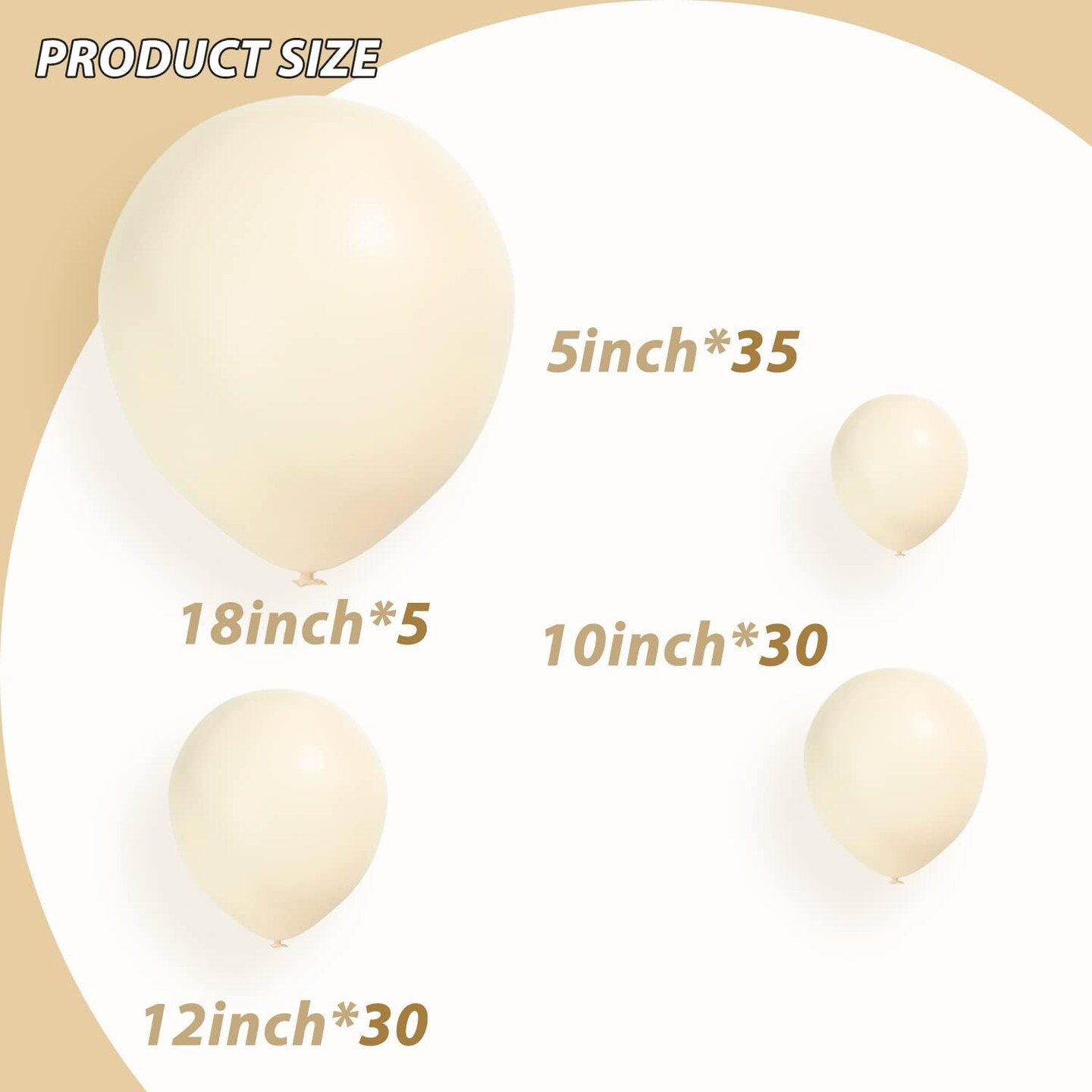 White Sand Balloon Garland Arch Kit 100 Pack 18/12/10/5 Inch Cream White Balloons Different Sizes Matte White Latex Party Balloon for Baby Shower Wedding Happy Birthday Party Decoration