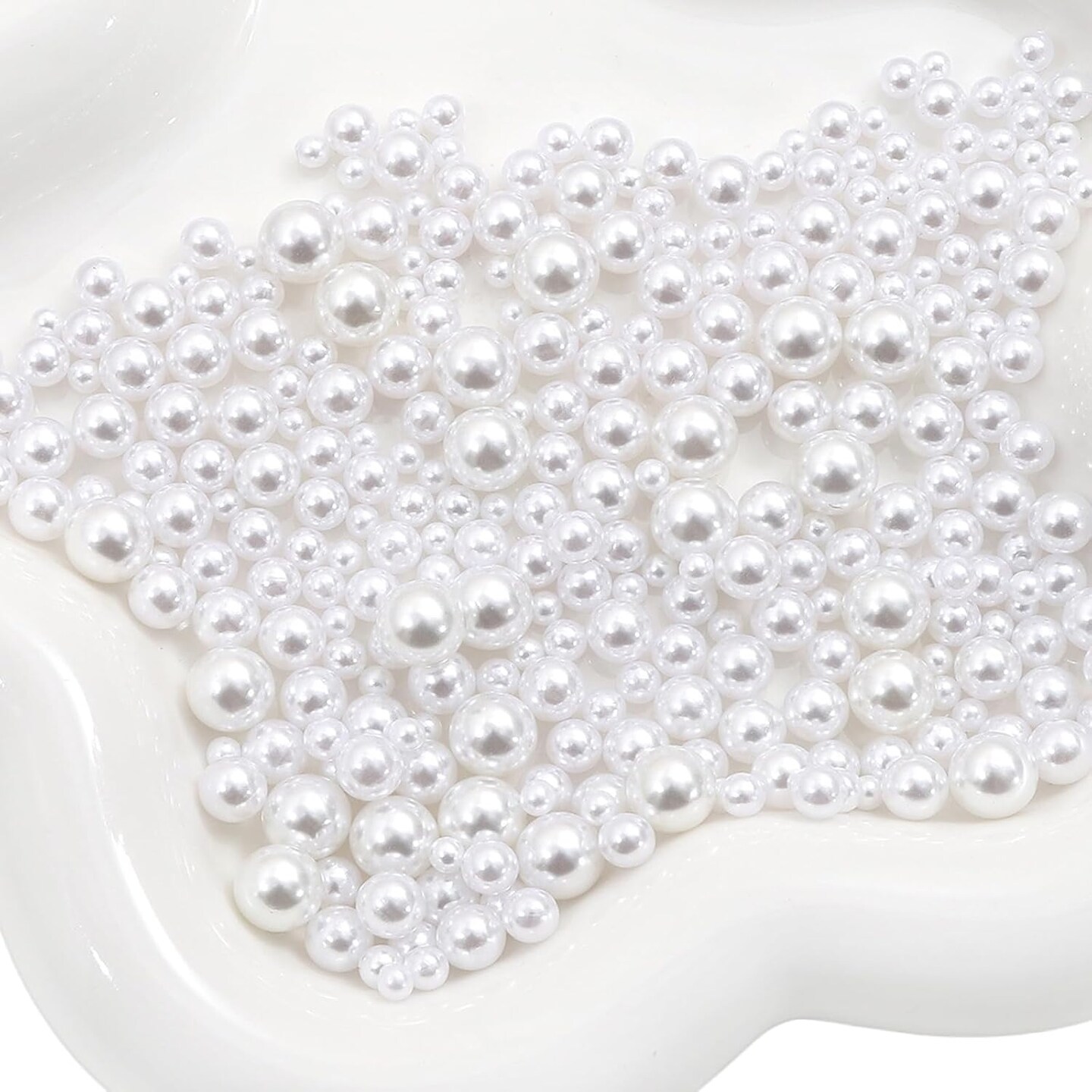 1000PCS No Hole Pearls, 3-8MM White Round Beads for Crafts No Hole, Faux Makeup Pearls Beads for Nail Face Art, Vase Fillers, Table Scatter, Wedding, Birthday Party Decoration