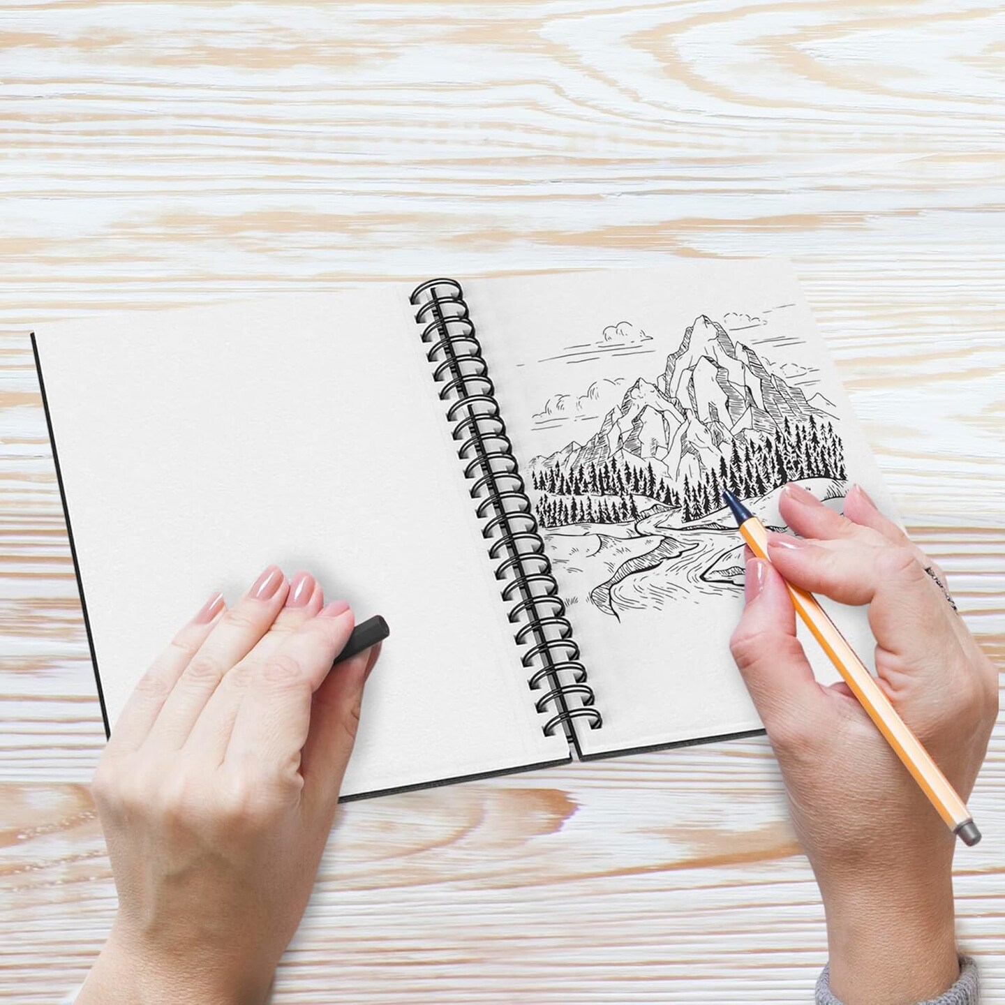 Sketchbook Hardcover &#x2013; 200GSM Very Thick Paper &#x2013; Spiral Sketch Book for Drawing and Mixed Media &#x2013; Sketch Pad, Art Book - 5.8 x 8.5, 40 Sheets / 80 Pages