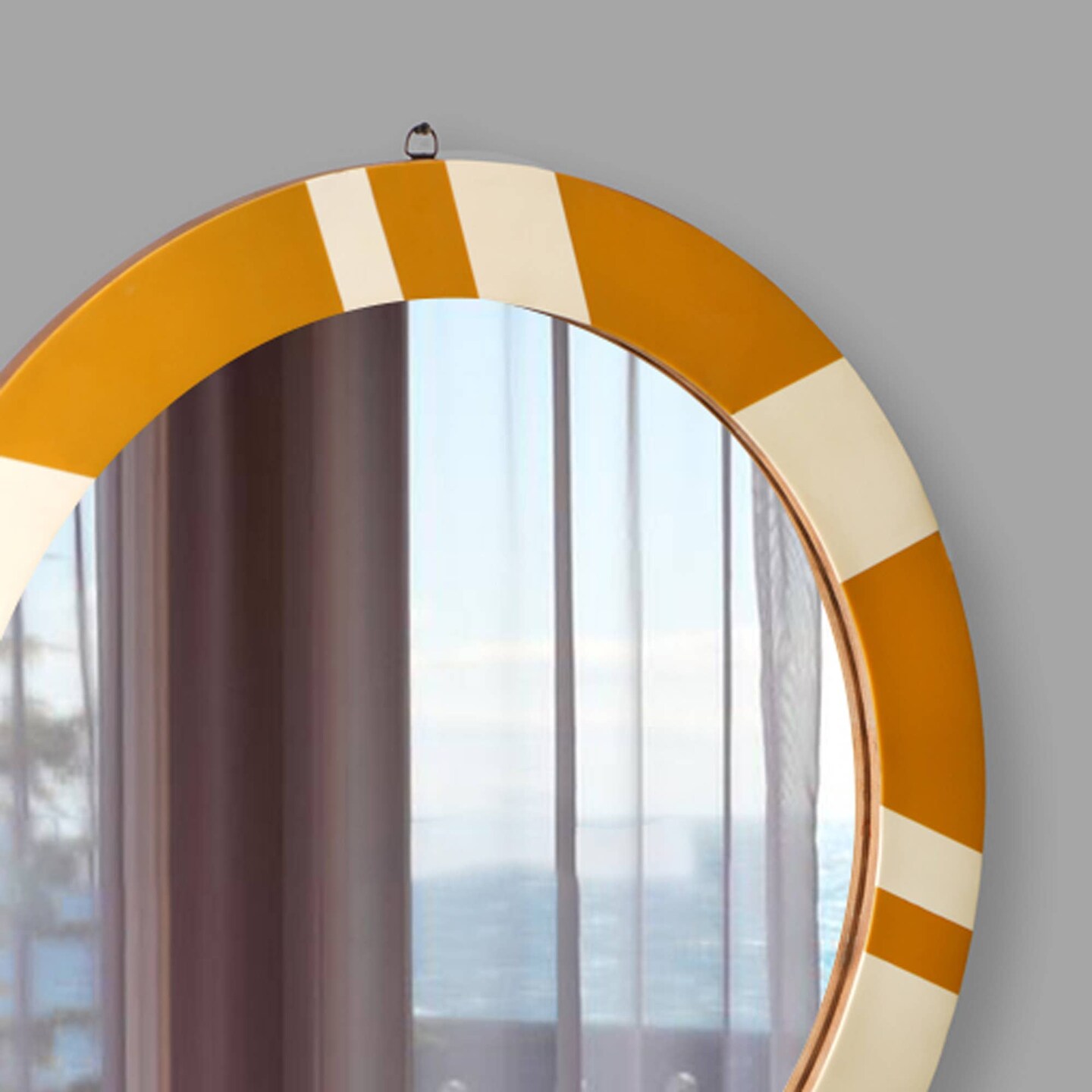 30&#x22; Decorative Round Golden &#x26; Ivory Wall Mirror