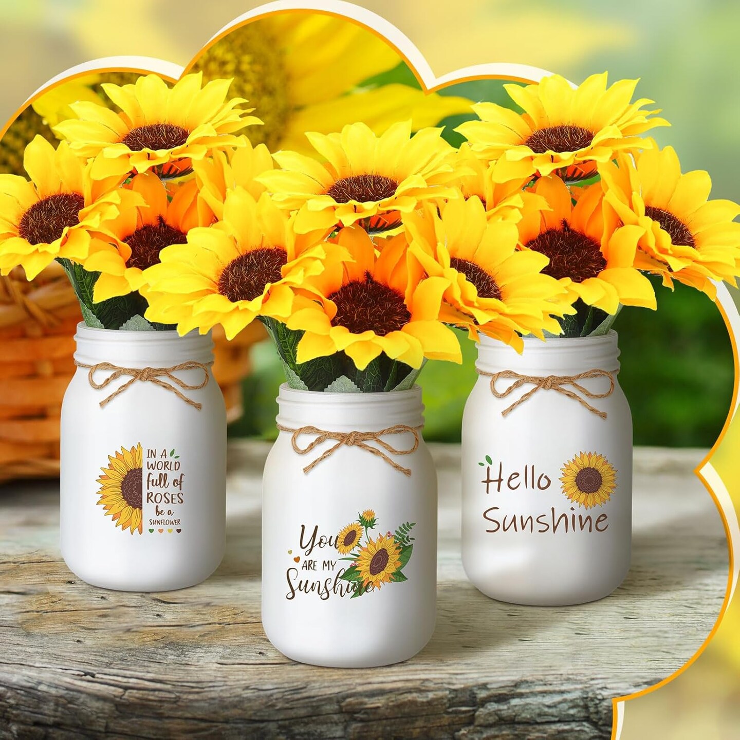 Artificial Sunflower Decor Set of 3 Sunflower Table Centerpiece
