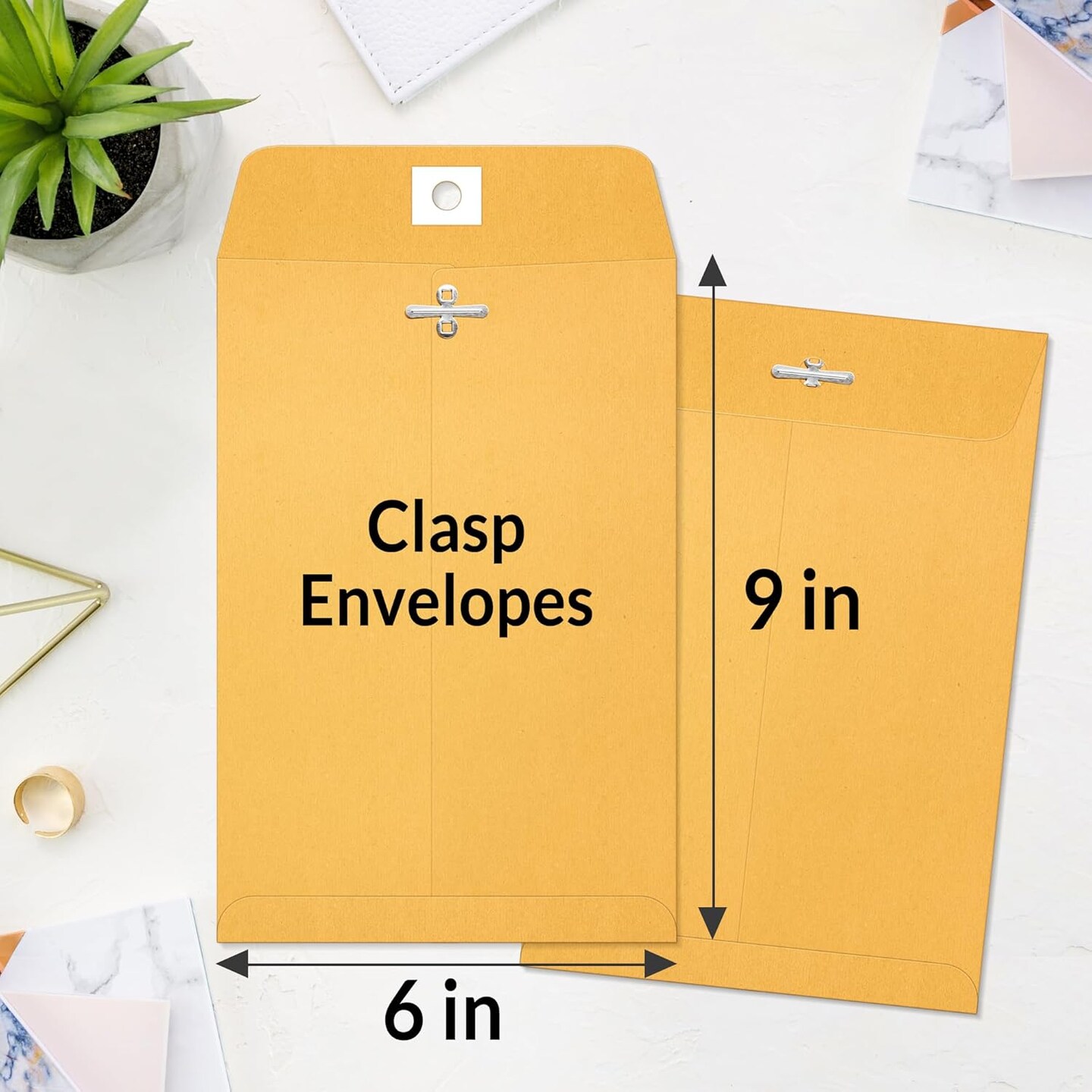 6x9 Clasp Envelopes 100 Count - 6x9 Inch Brown Kraft Envelopes with Clasp Closure &#x2013; for Home, Office, Business, Legal or School, Great for Filing, Storing or Mailing Documents