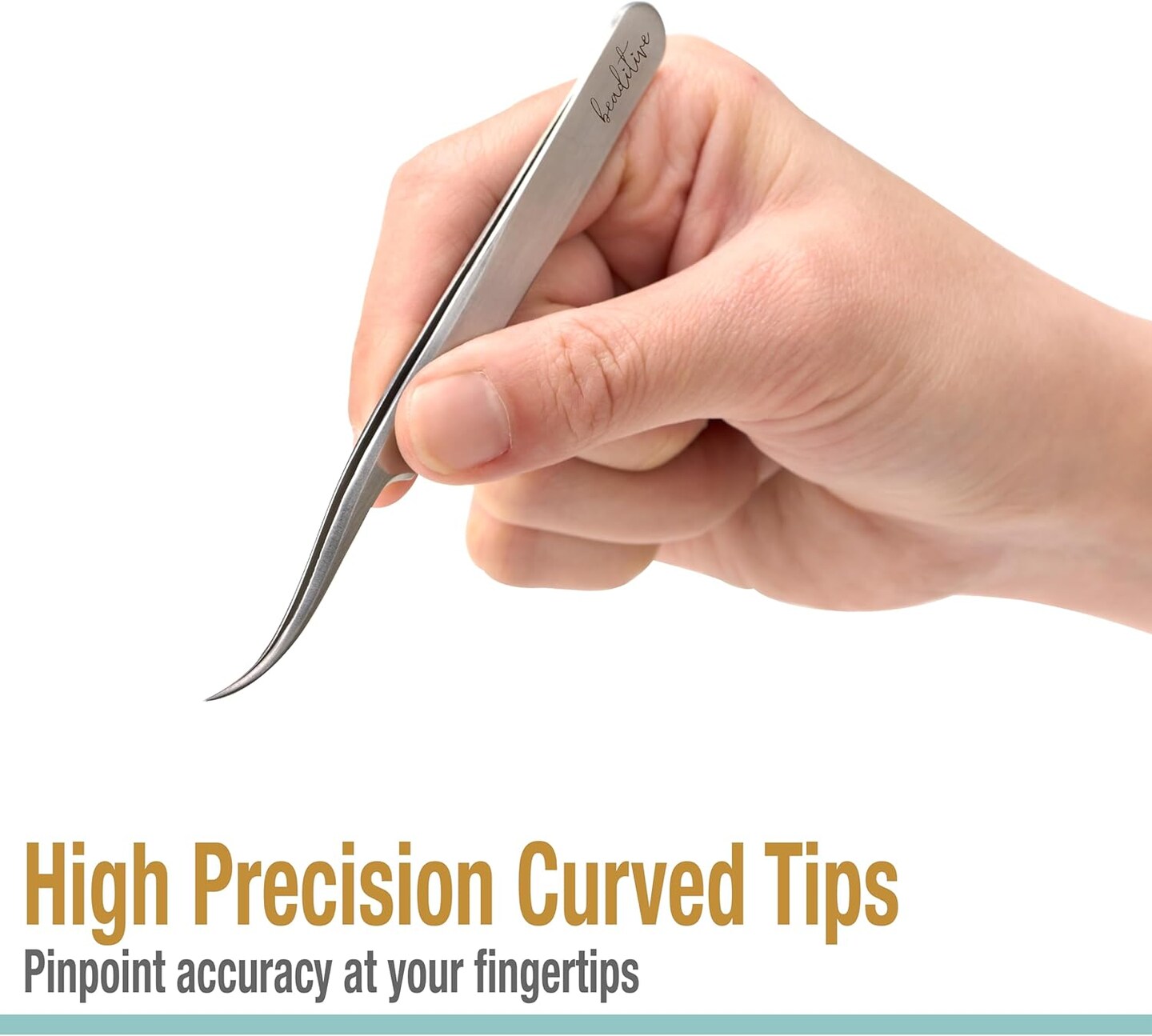 High Precision Curved Tip Tweezers - 4.5&#x22; Craft Tweezers for Sewing, Beading &#x26; DIY Crafts - Non-Serrated Jewelry Tweezer Set with Fine Curved Tips - Stainless Steel Hobby Tweezers