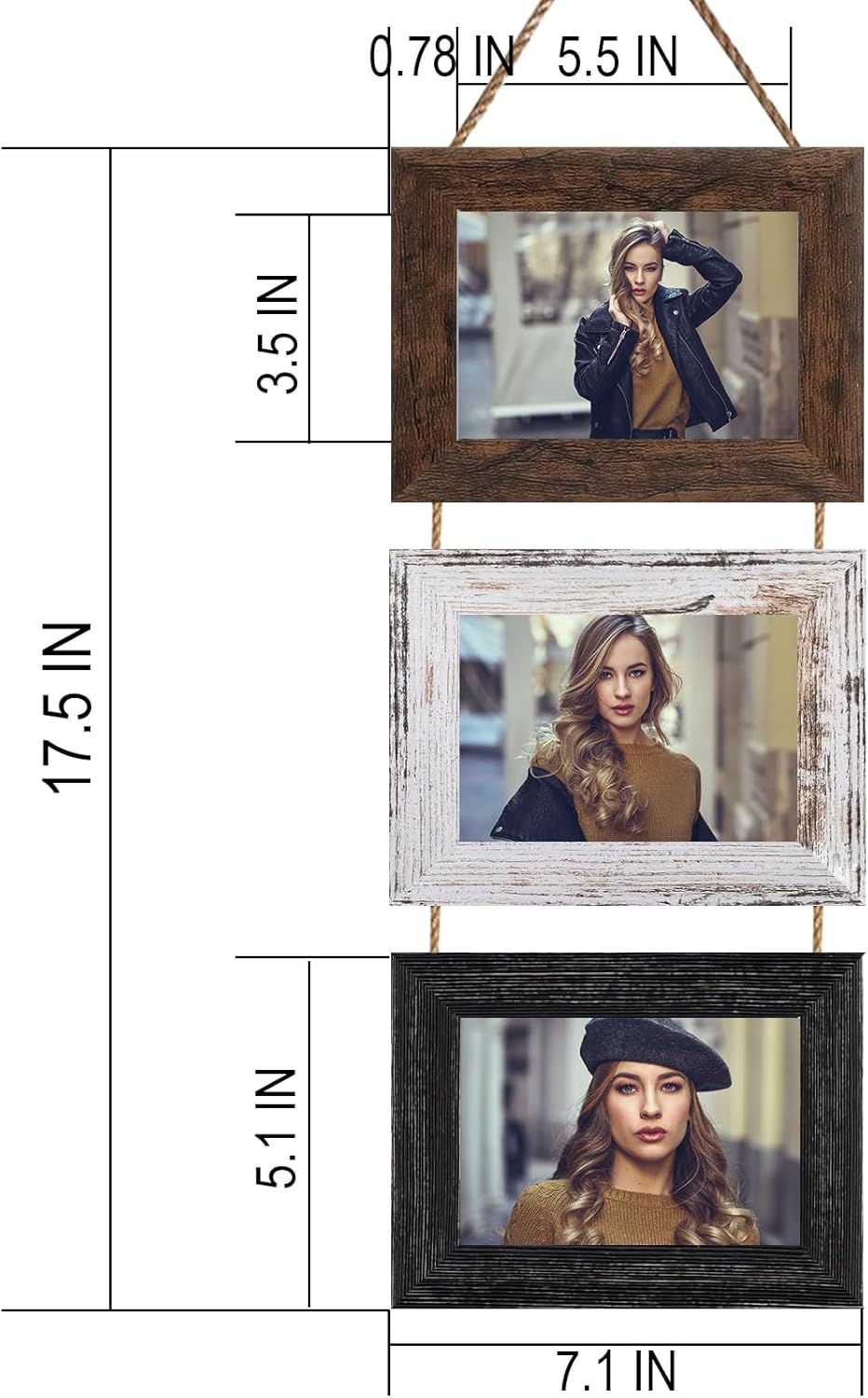 4x6 Wall Hanging Picture Frames Collage with 3 Opening Multi Color Frames