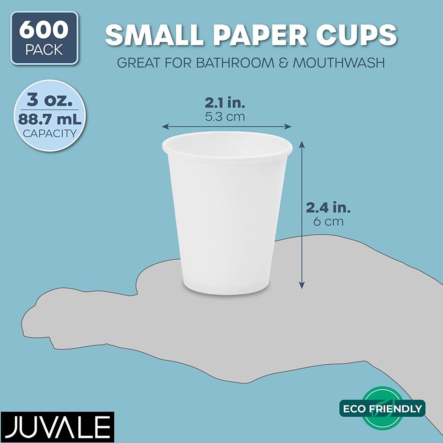 600 Pack 3 oz Paper Cups for Bathroom, Mouthwash, Disposable (White)