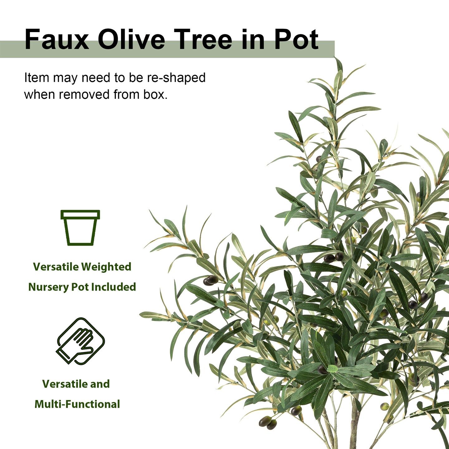 Set of 2 4ft & 6ft Faux Artificial Olive Trees With Black Pot