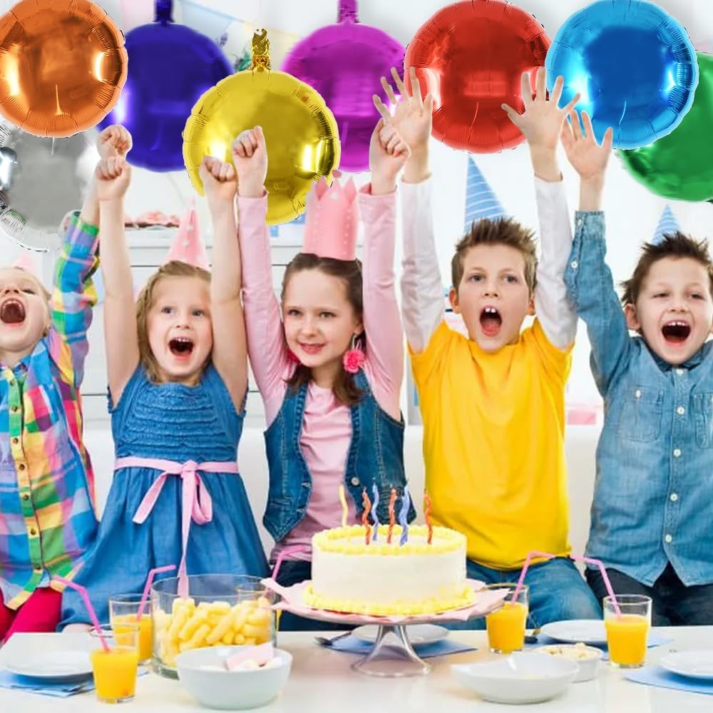 30Pcs 18 Inch Large Colorful Round Shape Foil Balloons Big Colorful Circle Helium Mylar Ballons