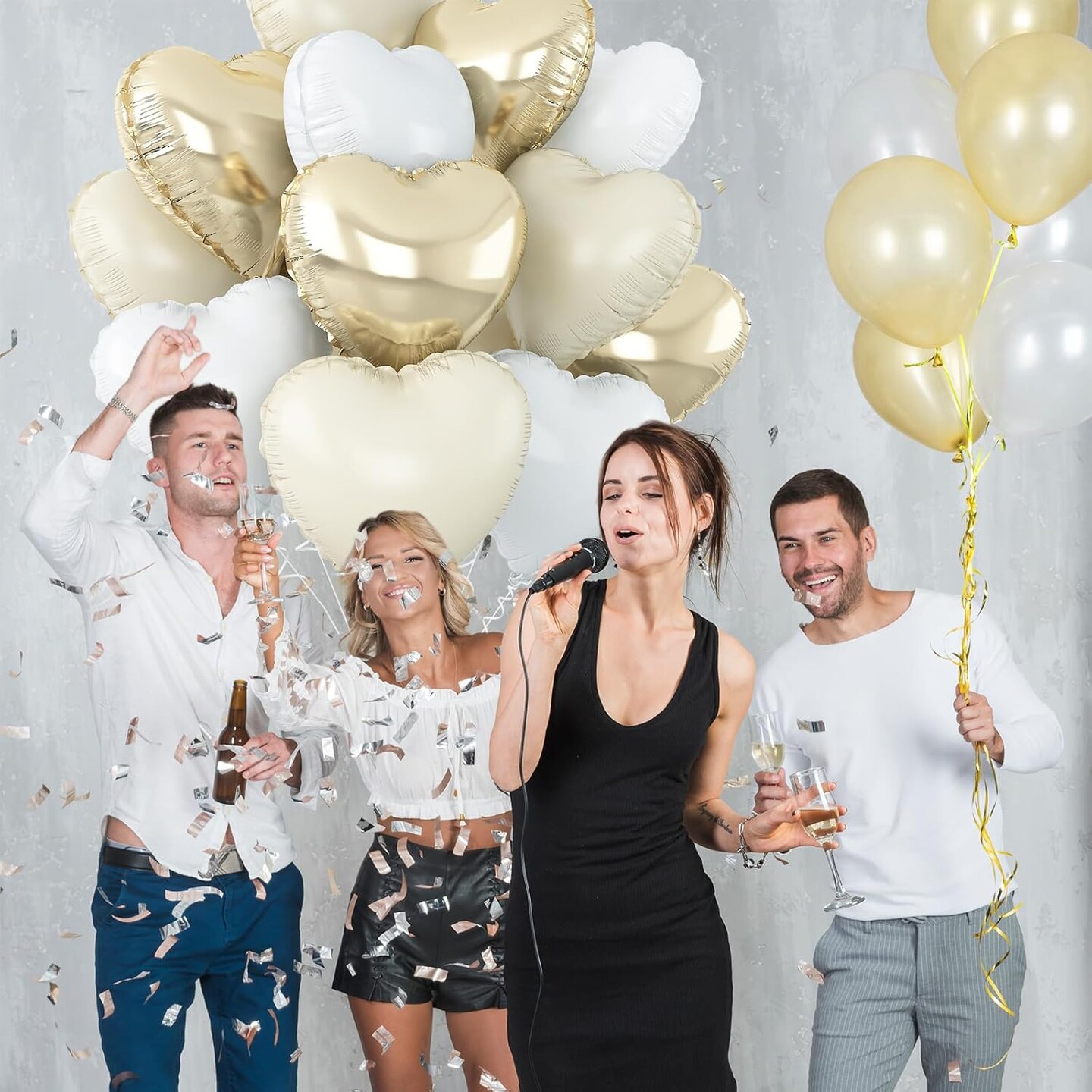 Cream White Heart Balloons,12Pcs Sand White Gold Heart Shaped Foil Balloons,18Inch Beige Helium Mylar Balloon for Boho Baby Shower Birthday Bridal Shower Wedding Party Decorations